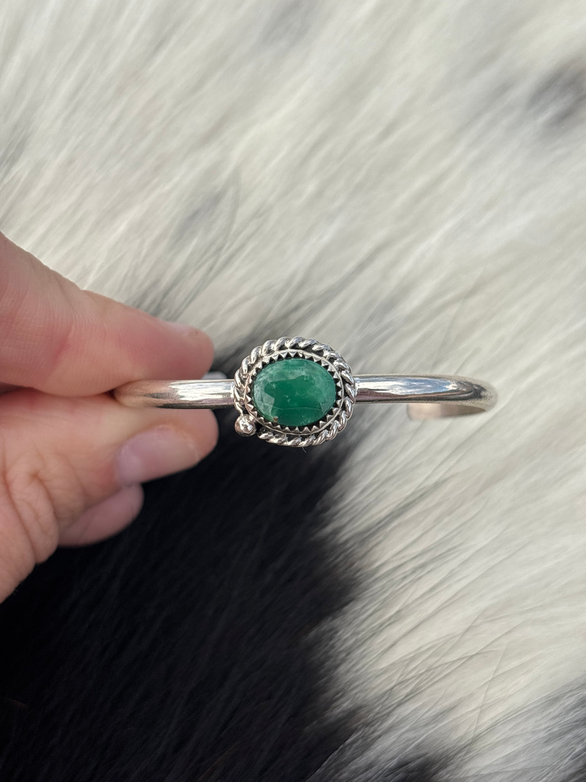 Native American, Handmade, Turquoise & Sterling Silver Baby/Children’s Cuff