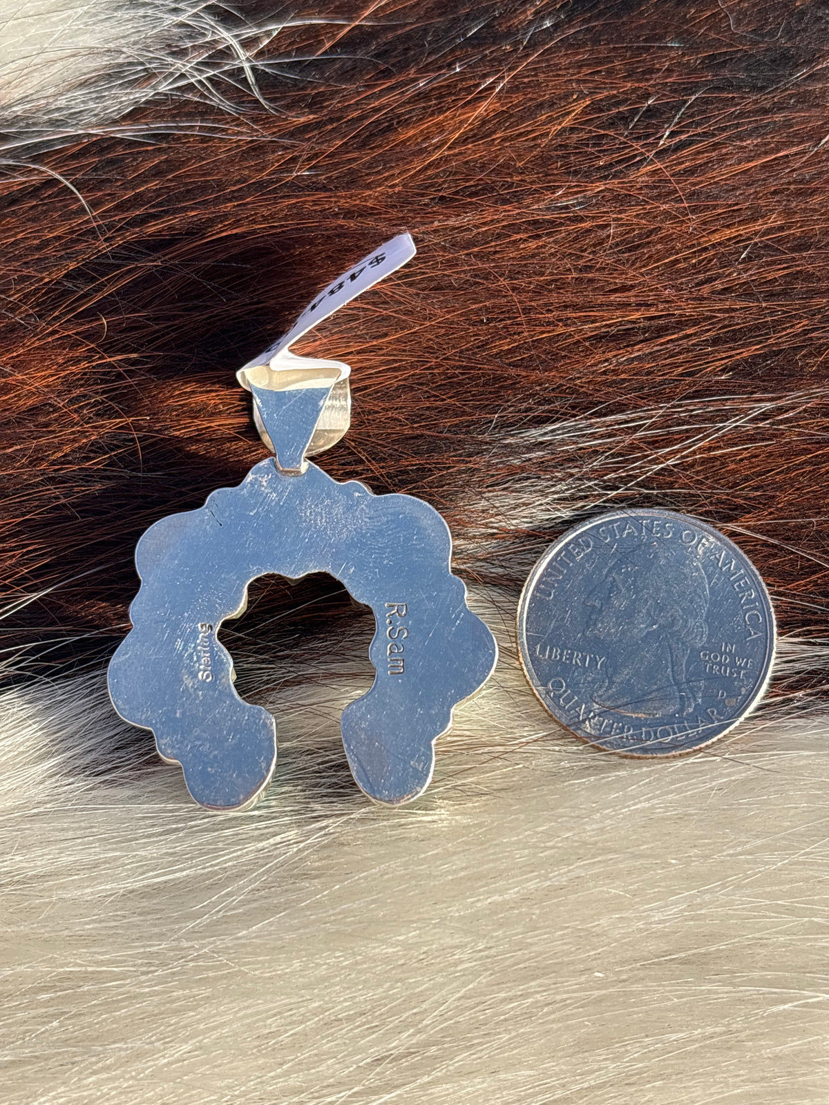 Native American, Hand-Made, Turquoise & Sterling Silver Naja Pendant