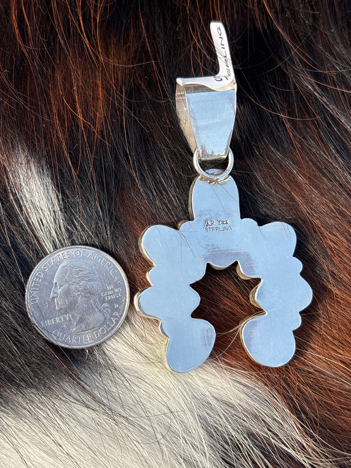 Native American, Hand-Made, Royston Turquoise & Sterling Silver Naja Pendant