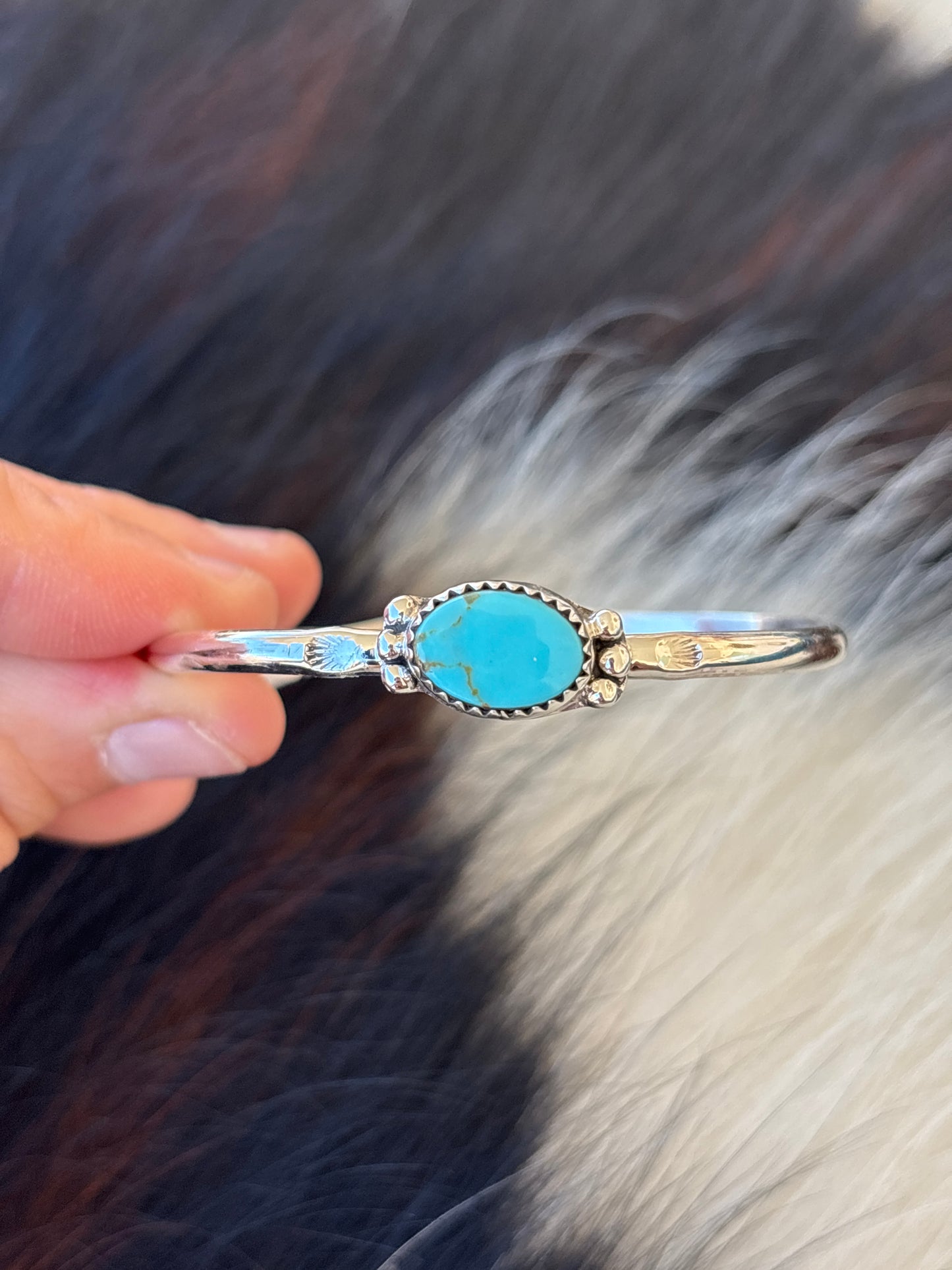 Native American, Handmade, Turquoise & Sterling Silver Cuff