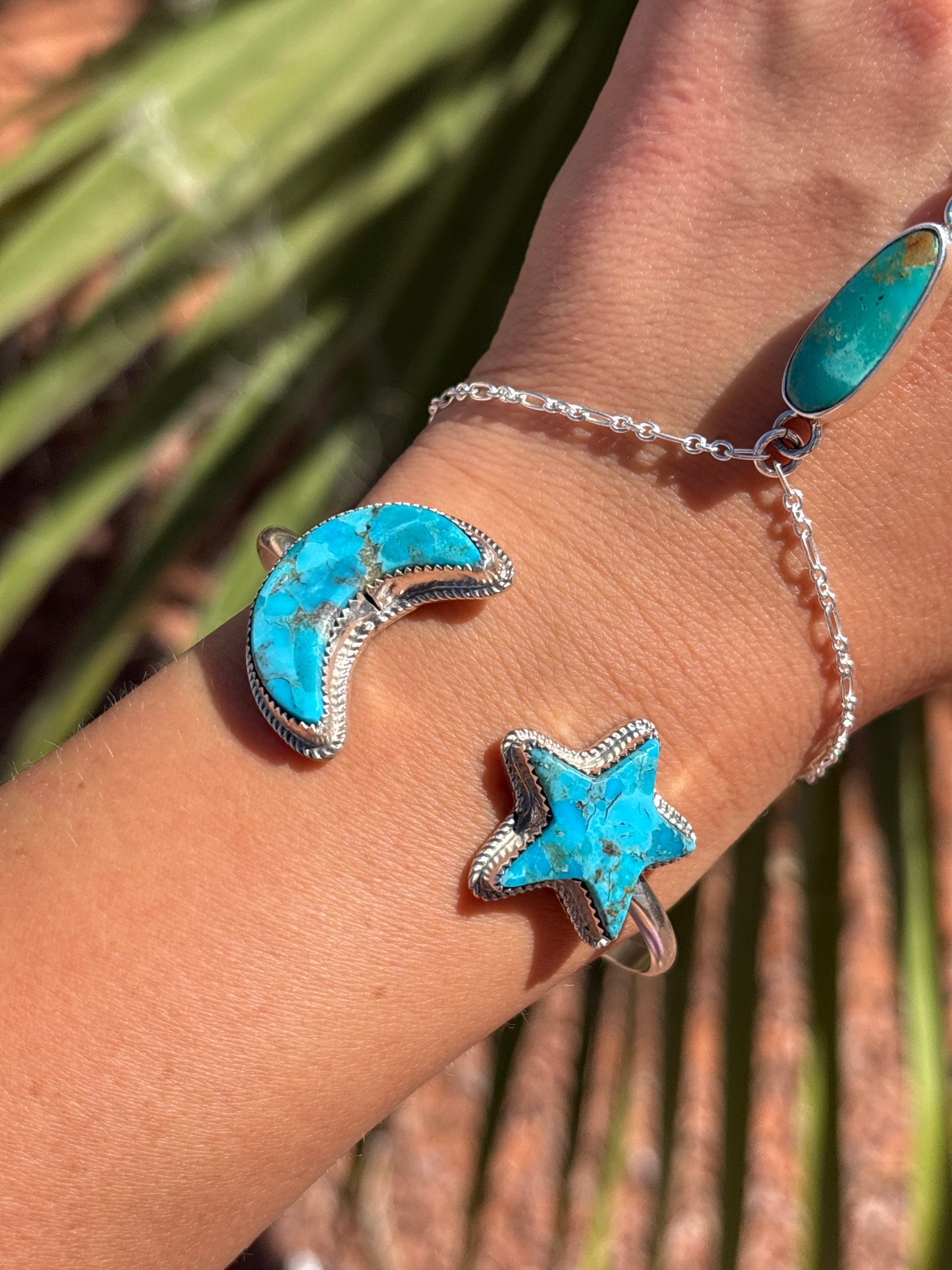 Native American, Handmade, Mojave Turquoise & Sterling Silver Cuff