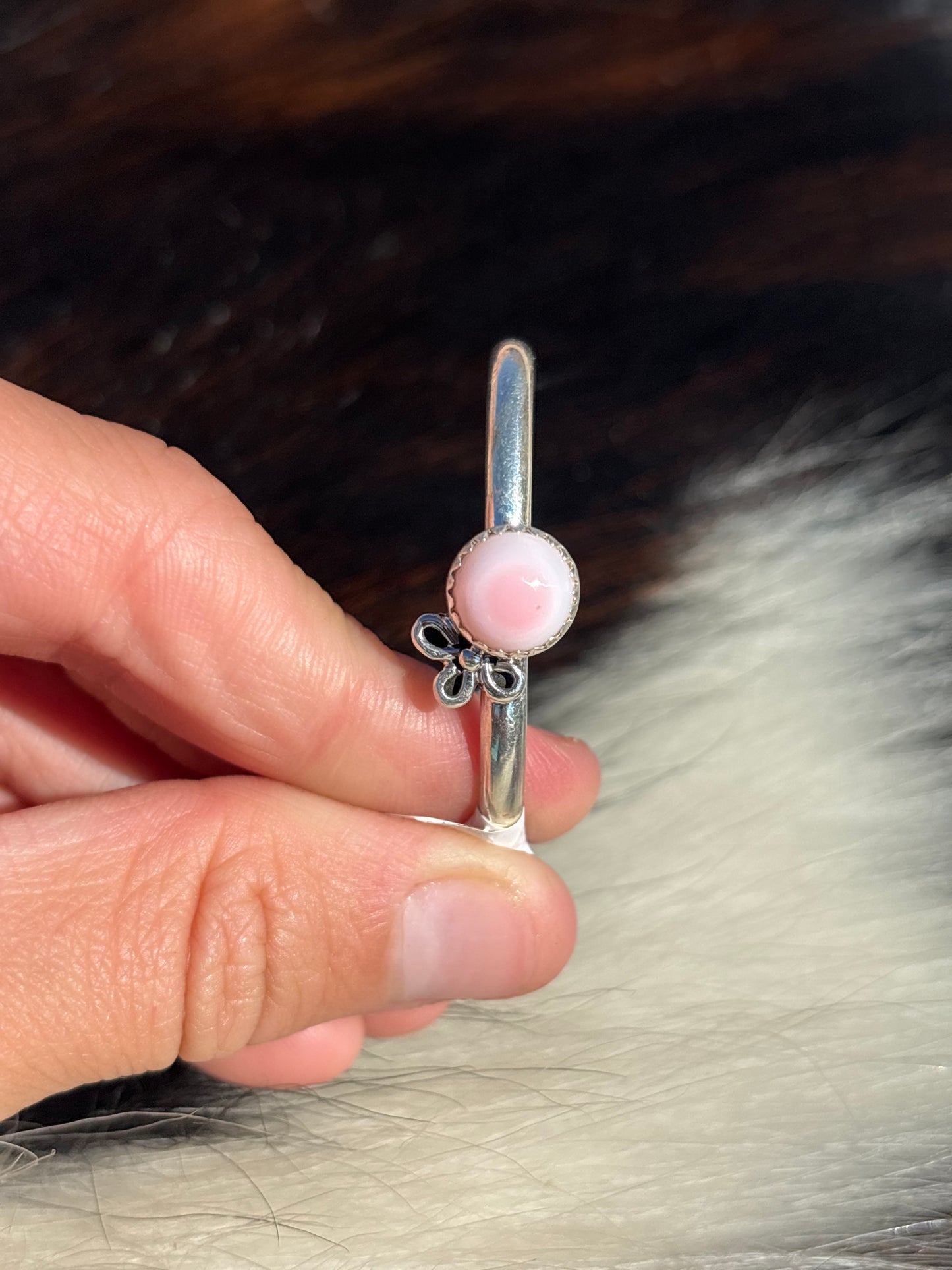 Native American, Handmade, Pink Conch & Sterling Silver Child/Baby Cuff