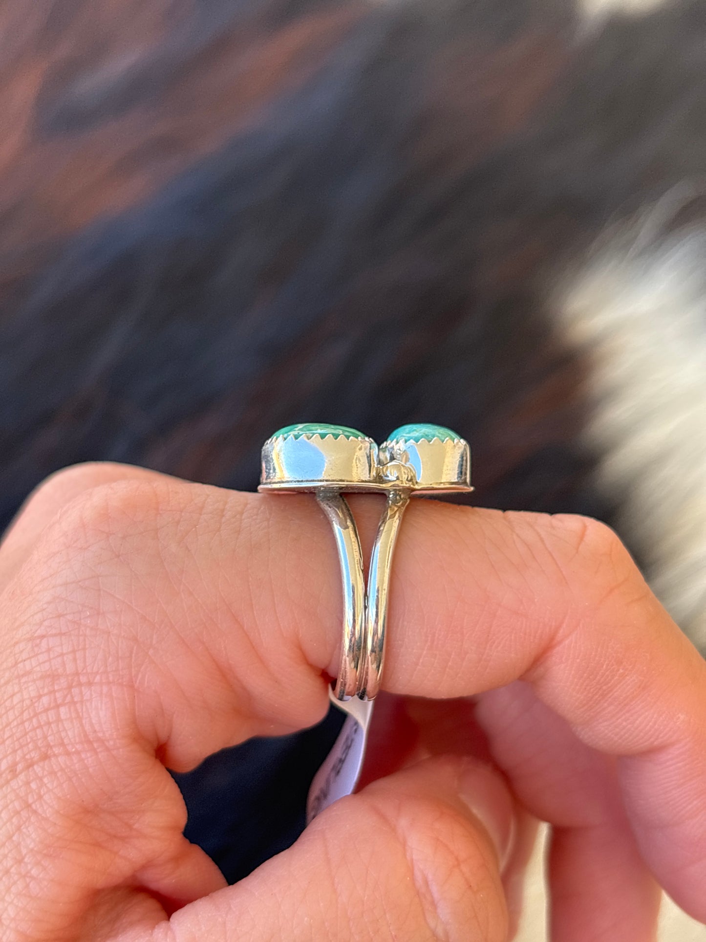 Native American, Hand-Made, Emerald Valley Turquoise & Sterling Silver Ring