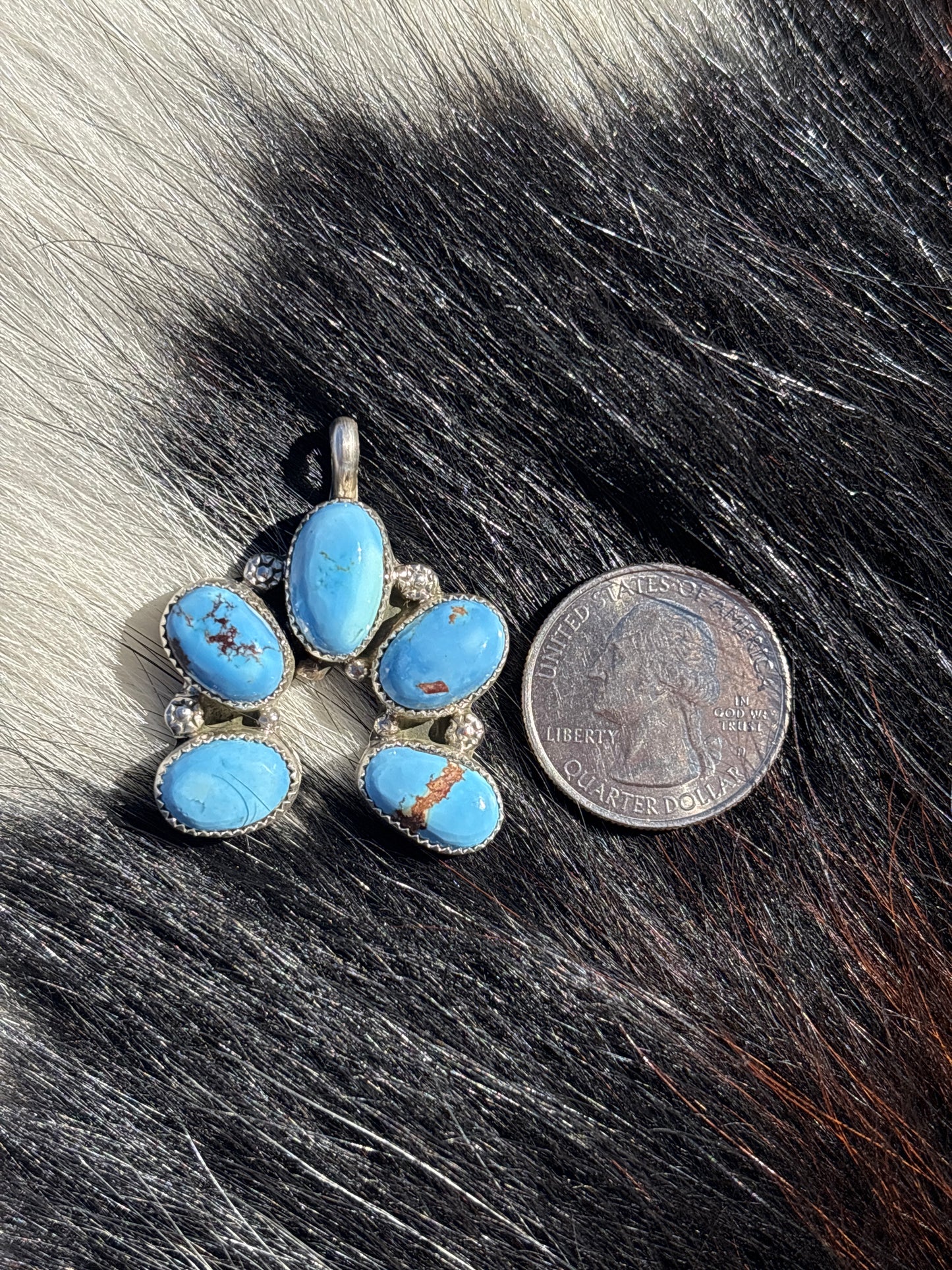 Native American, Hand-Made, Golden Hills Turquoise & Sterling Silver Naja Pendant