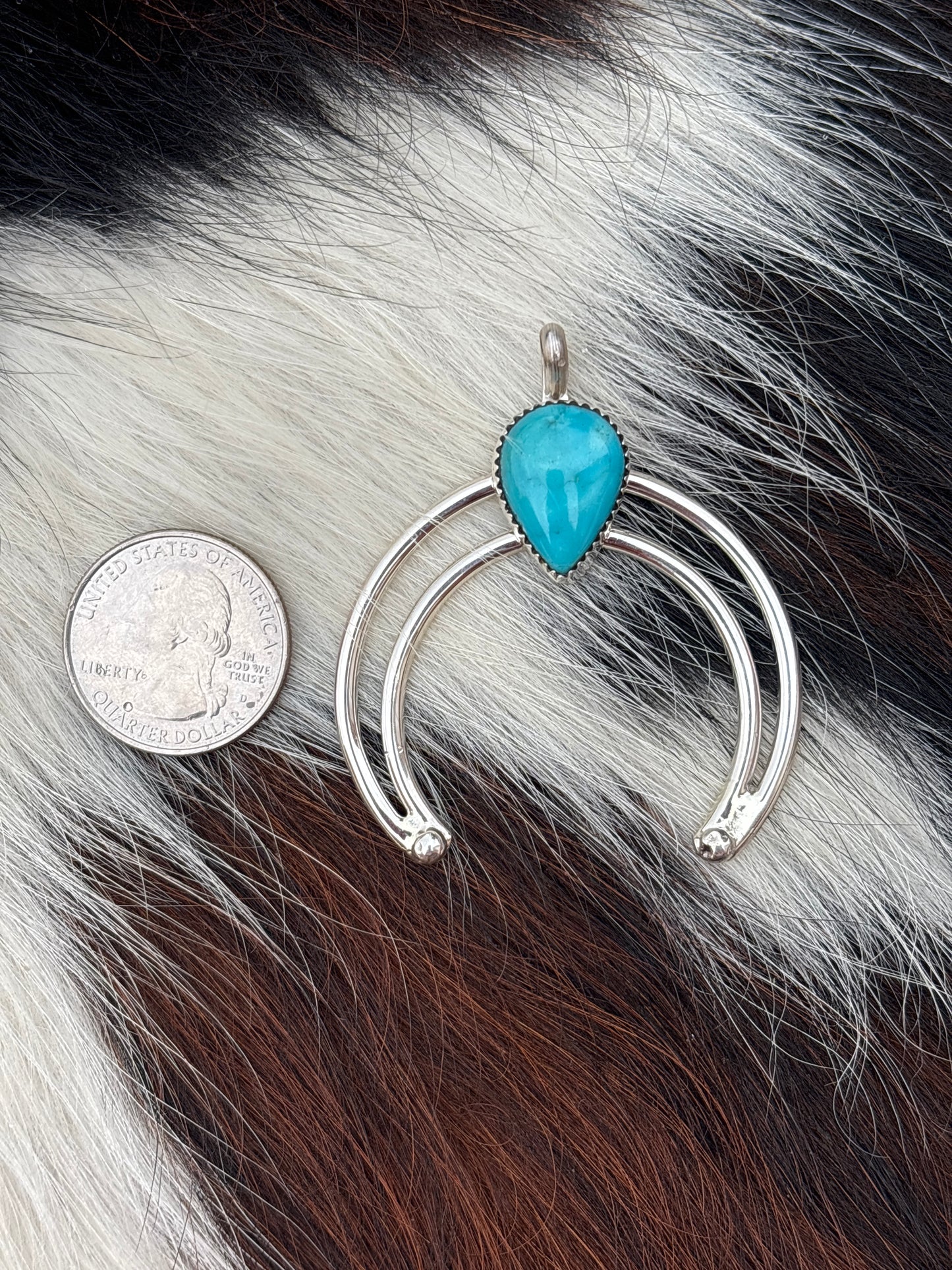 Native American, Hand-Made, Turquoise & Sterling Silver Naja Pendant