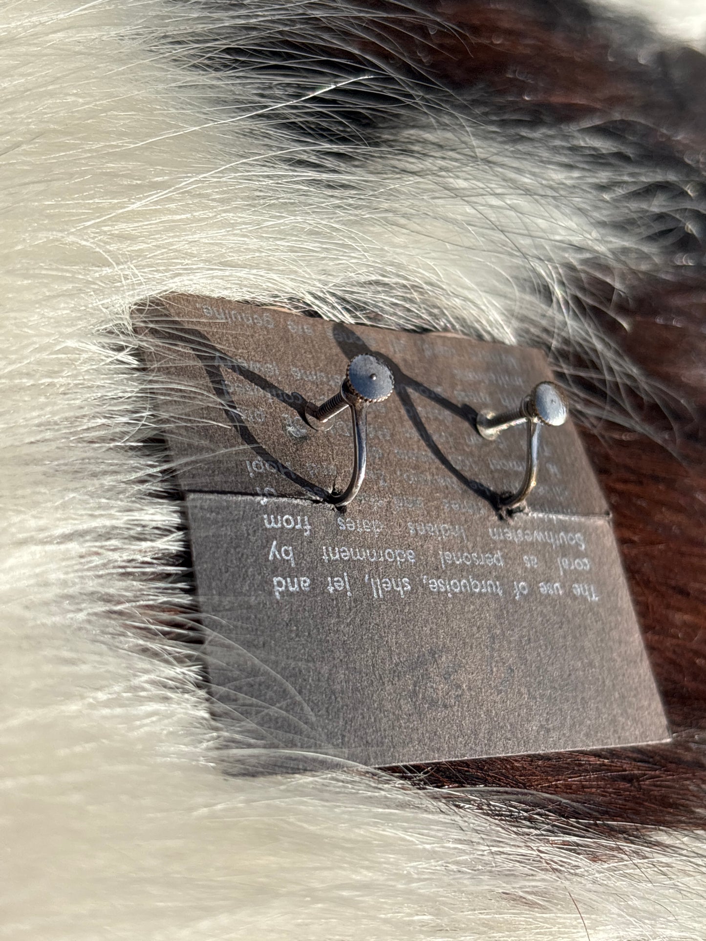 Vintage Native Made, Turquoise & Sterling Silver Screw On Earrings