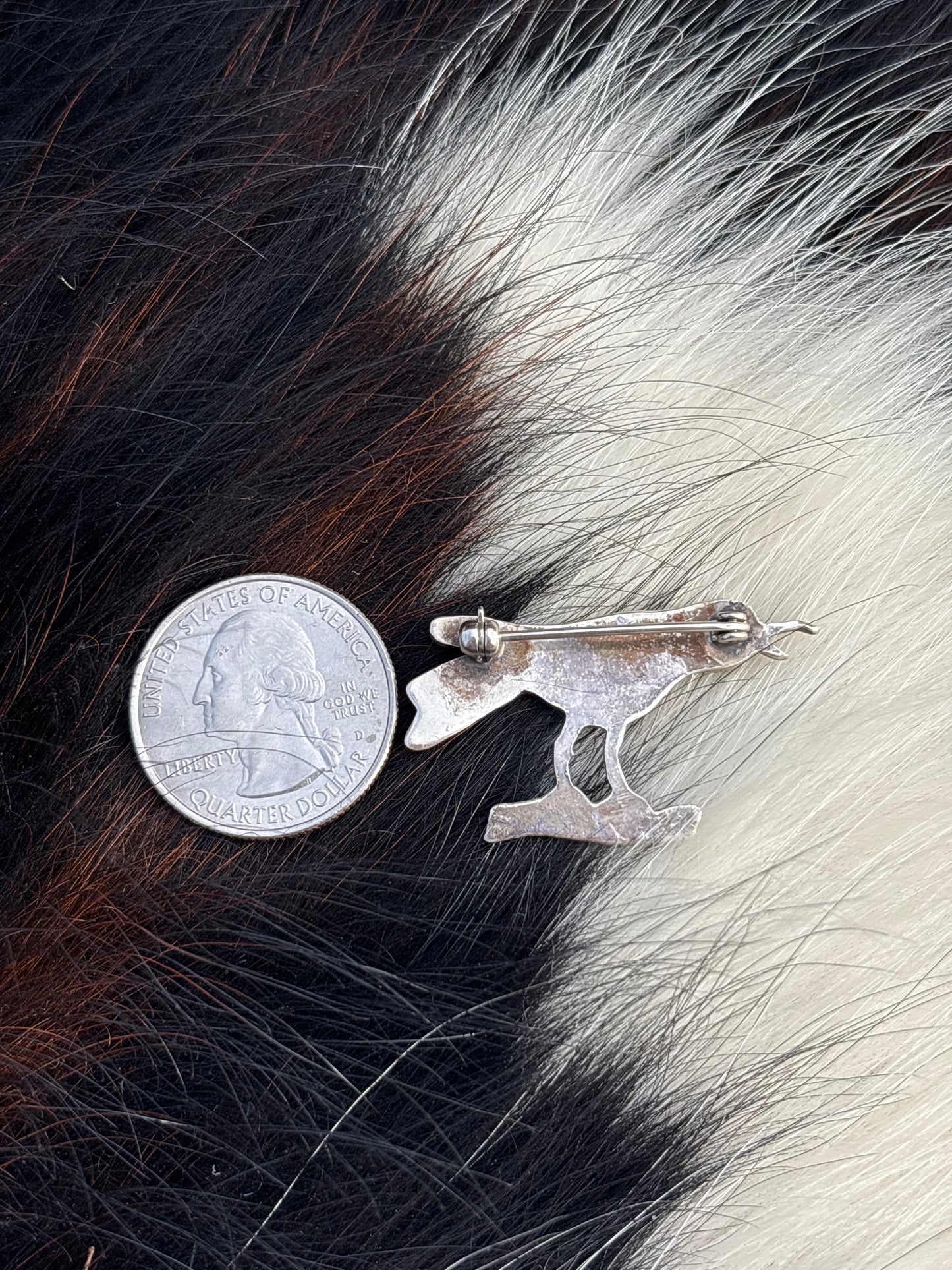 Vintage Native American, Hand-Made, Mother of Pearl & Sterling Silver Brooch