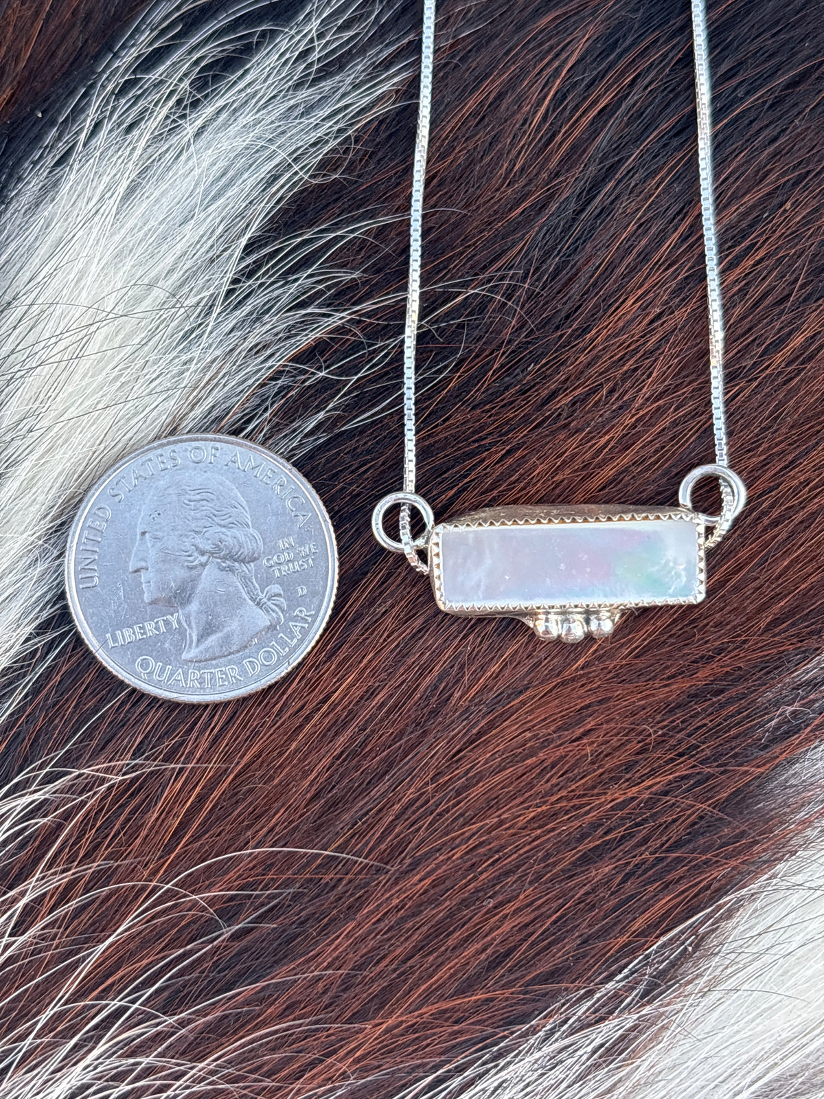 Native American, Hand-Made, MOP & Sterling Silver Necklace