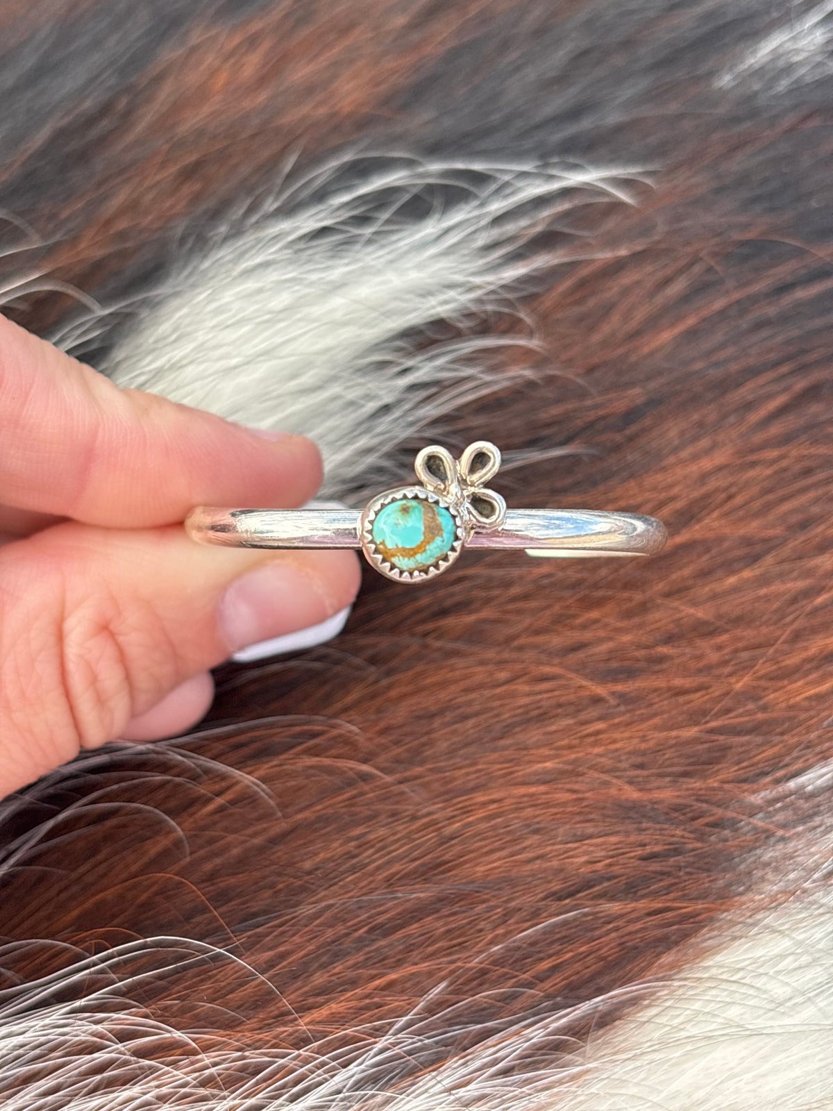 Native American, Handmade, Turquoise & Sterling Silver Baby/Children’s Cuff