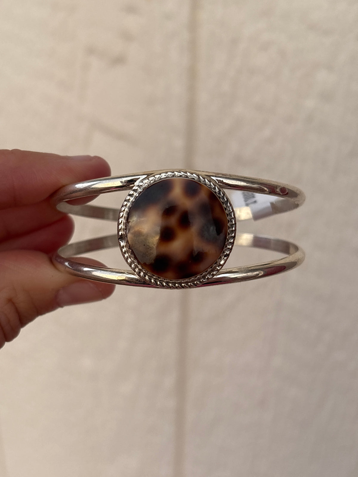 Native American, Handmade, Cowrie & Sterling Silver Cuff