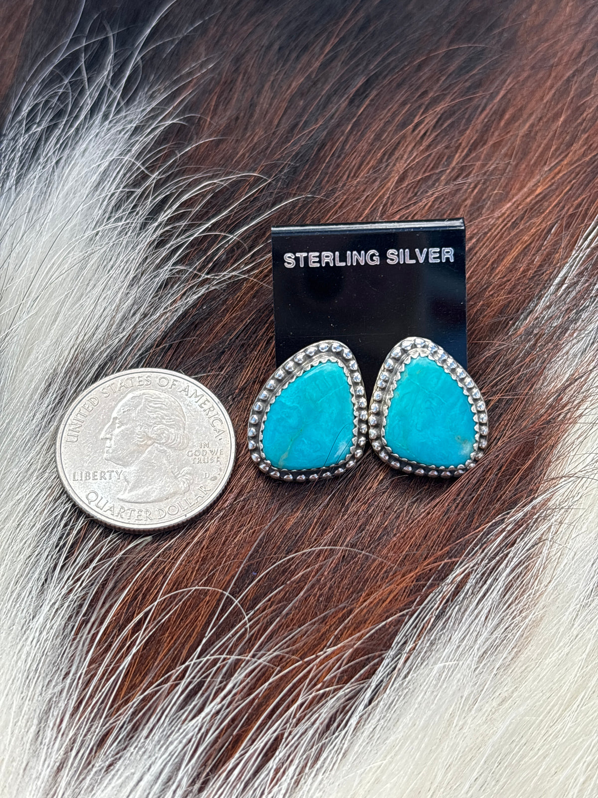 Native Made, Turquoise & Sterling Silver Earrings