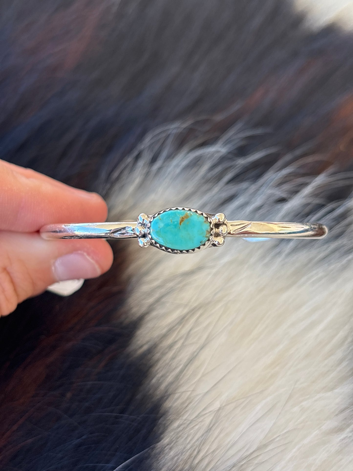 Native American, Handmade, Turquoise & Sterling Silver Cuff