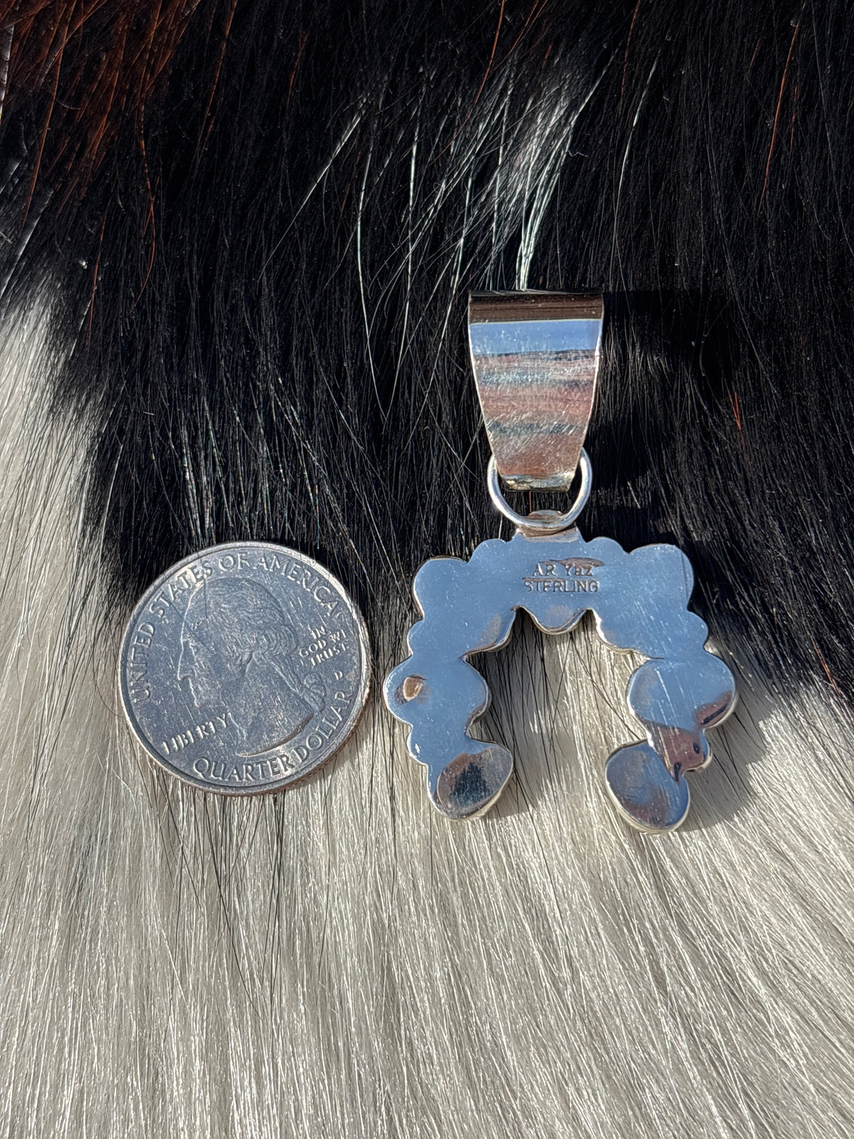 Native American, Hand-Made, Royston Turquoise & Sterling Silver Naja Pendant