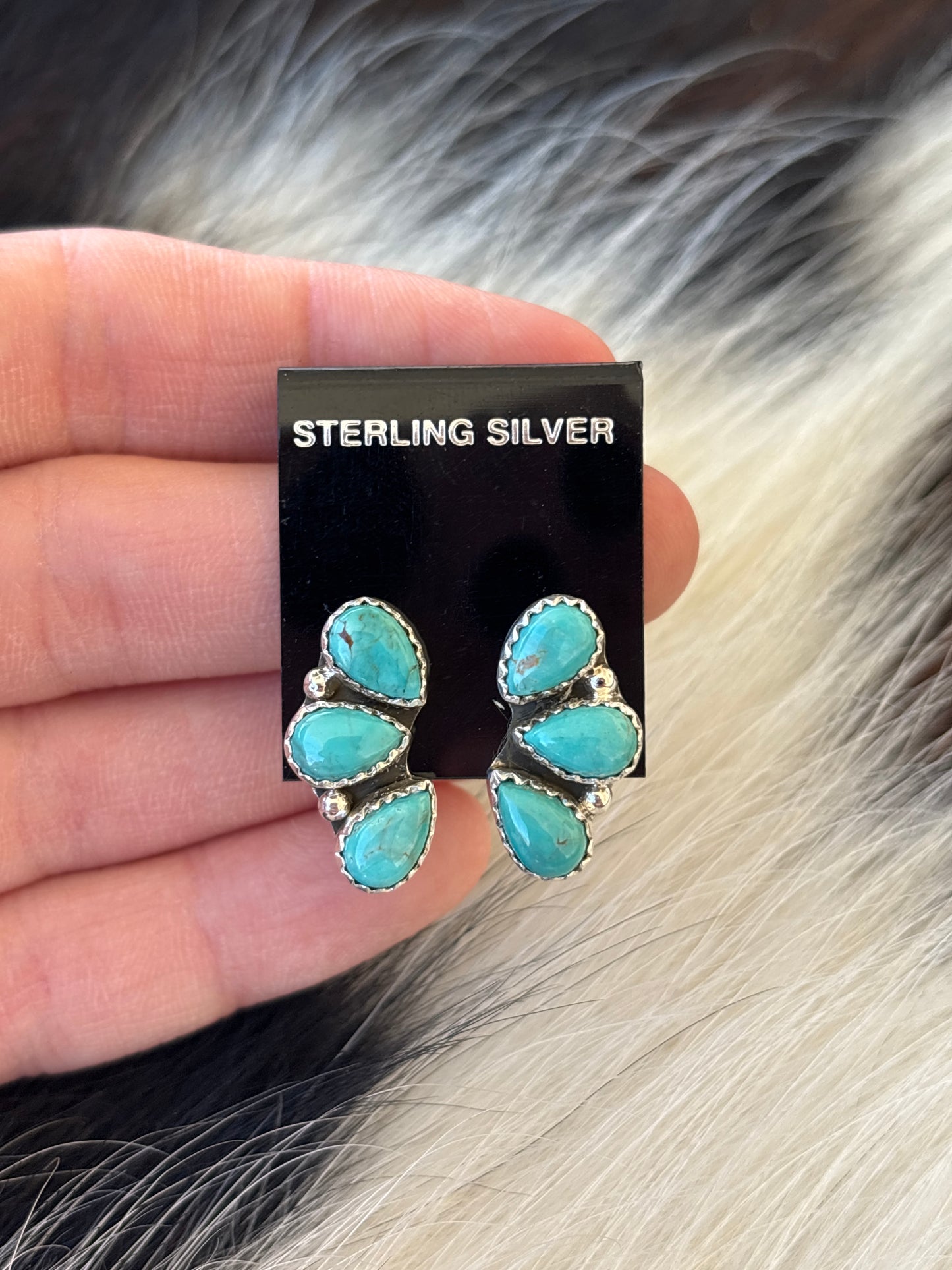Native Made, Turquoise & Sterling Silver Earrings