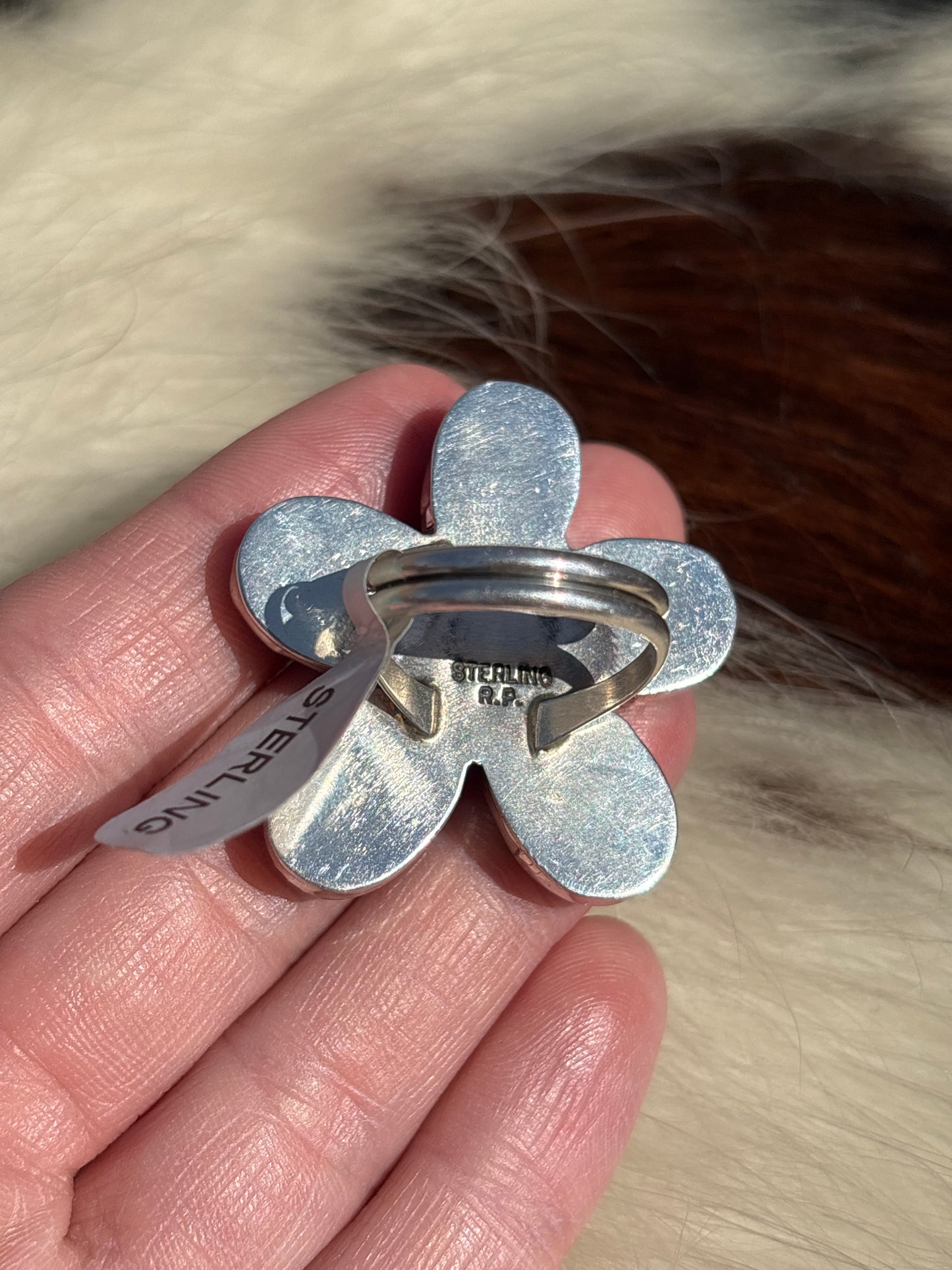 Native American, Hand-Made, Sierra Bella Turquoise & Sterling Silver Flower Ring