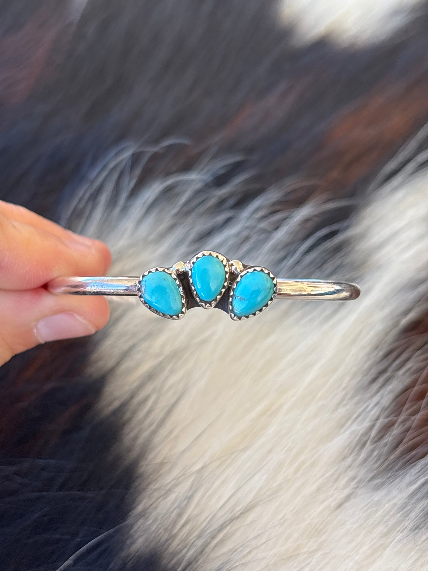 Native American, Handmade, Turquoise & Sterling Silver Cuff