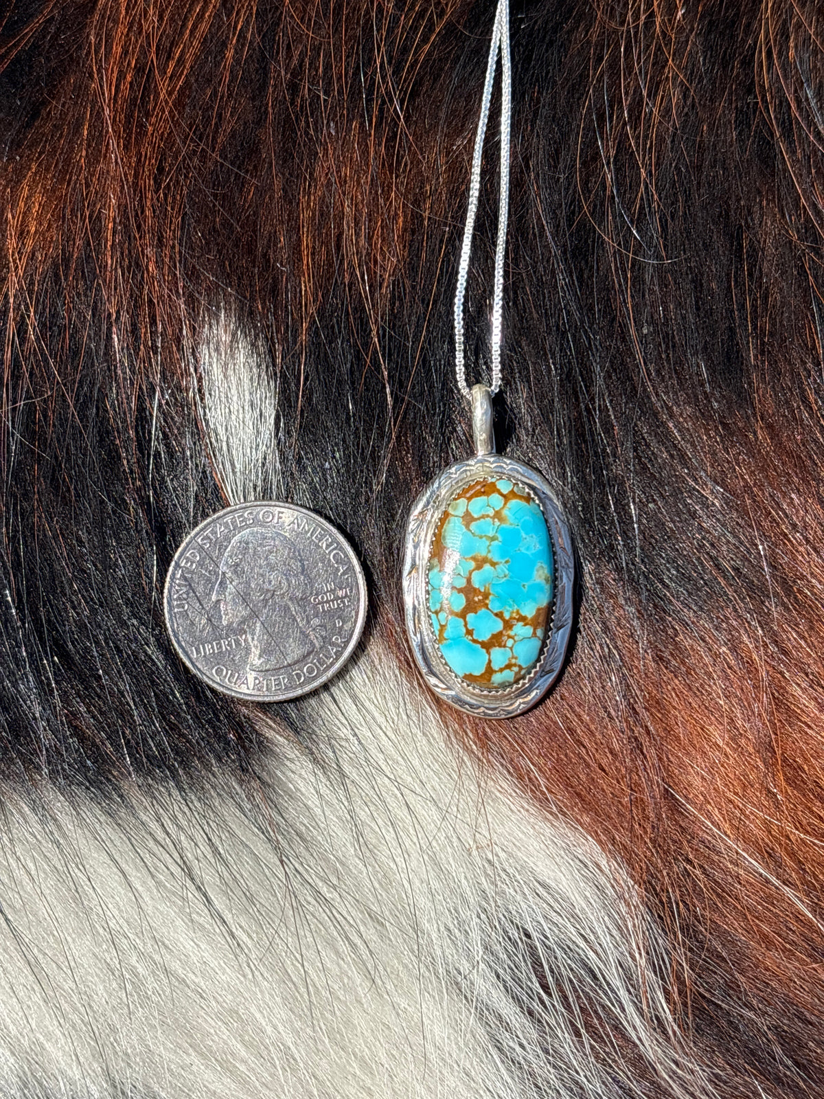 Native American, Hand-Made, #8 Turquoise & Sterling Silver Necklace