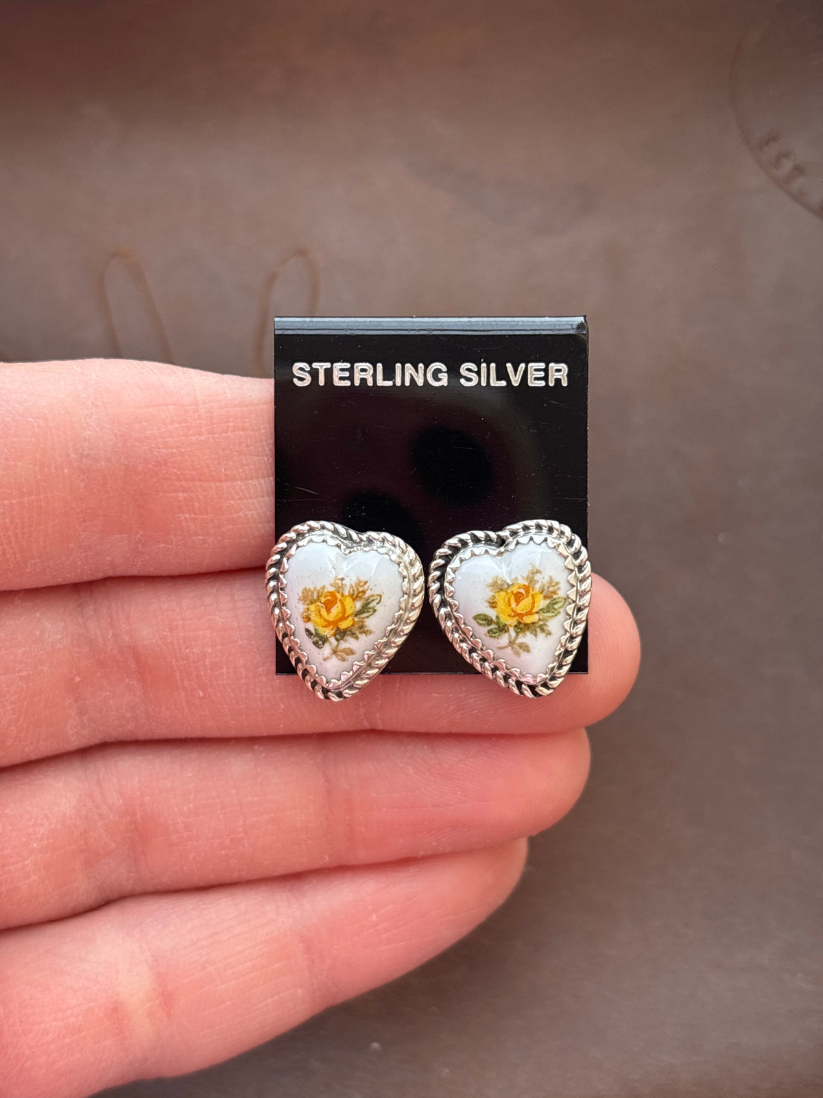 Native Made, Porcelain & Sterling Silver Earrings