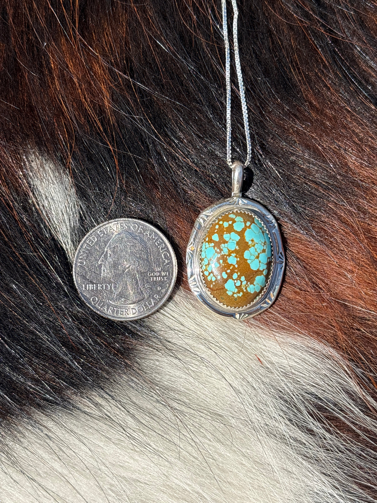 Native American, Hand-Made, #8 Turquoise & Sterling Silver Necklace