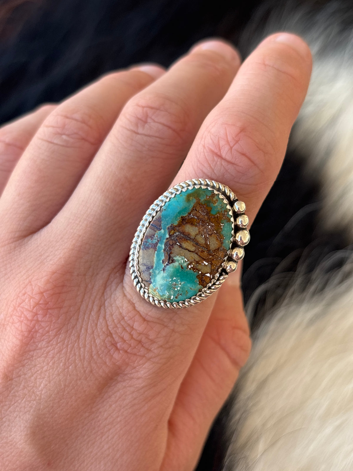 Native American, Hand-Made, Turquoise & Sterling Silver Ring