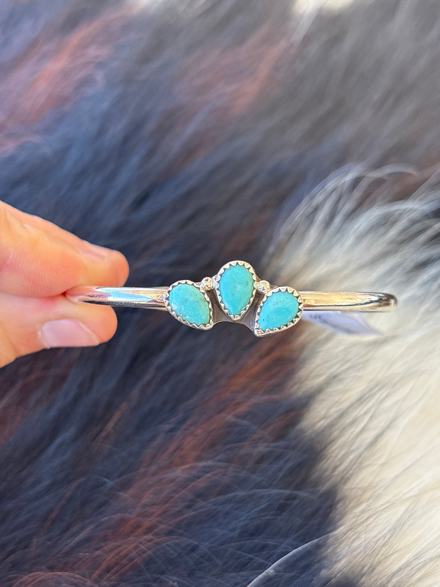 Native American, Handmade, Turquoise & Sterling Silver Cuff