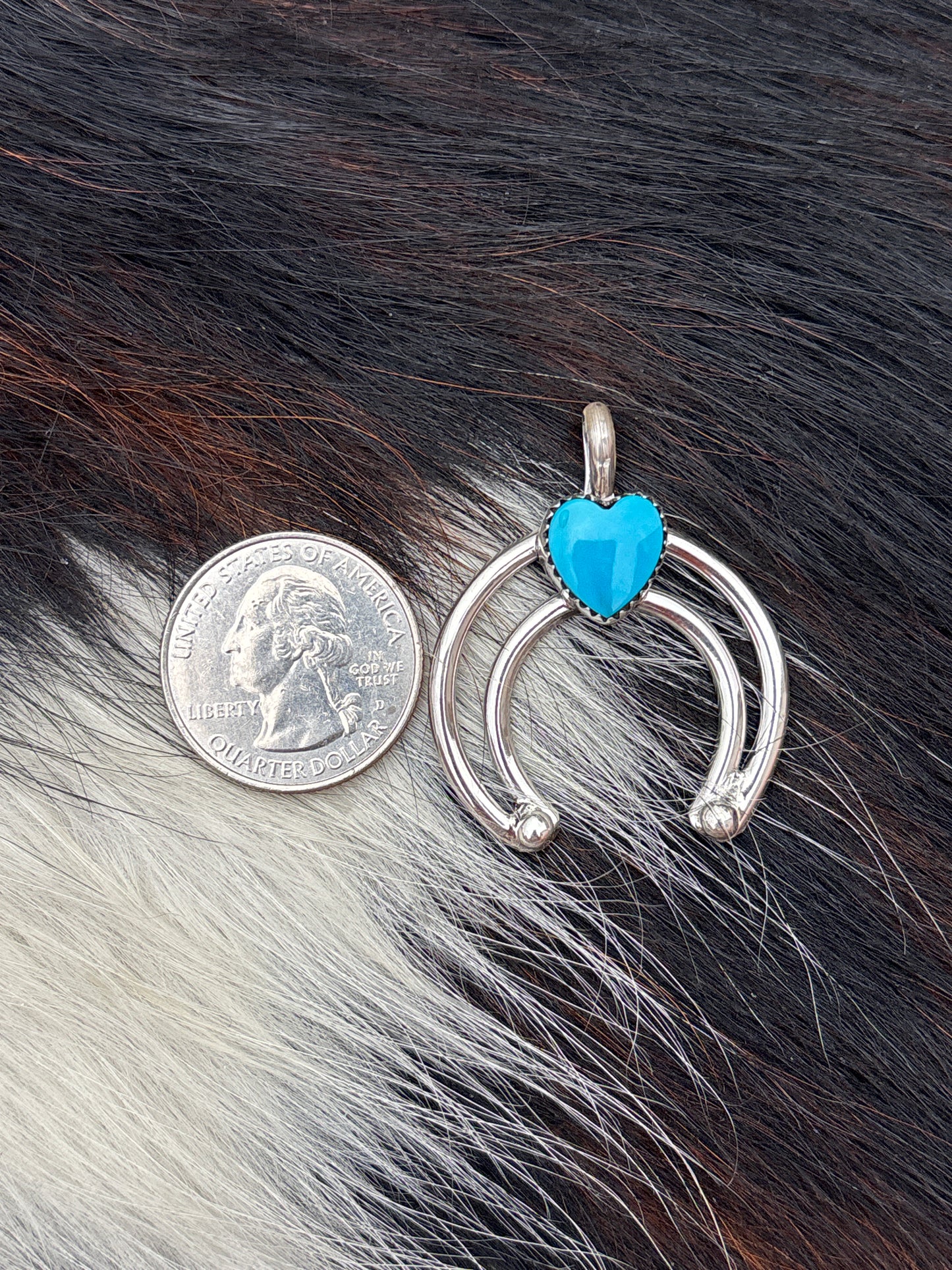 Native American, Hand-Made, Turquoise & Sterling Silver Naja Pendant