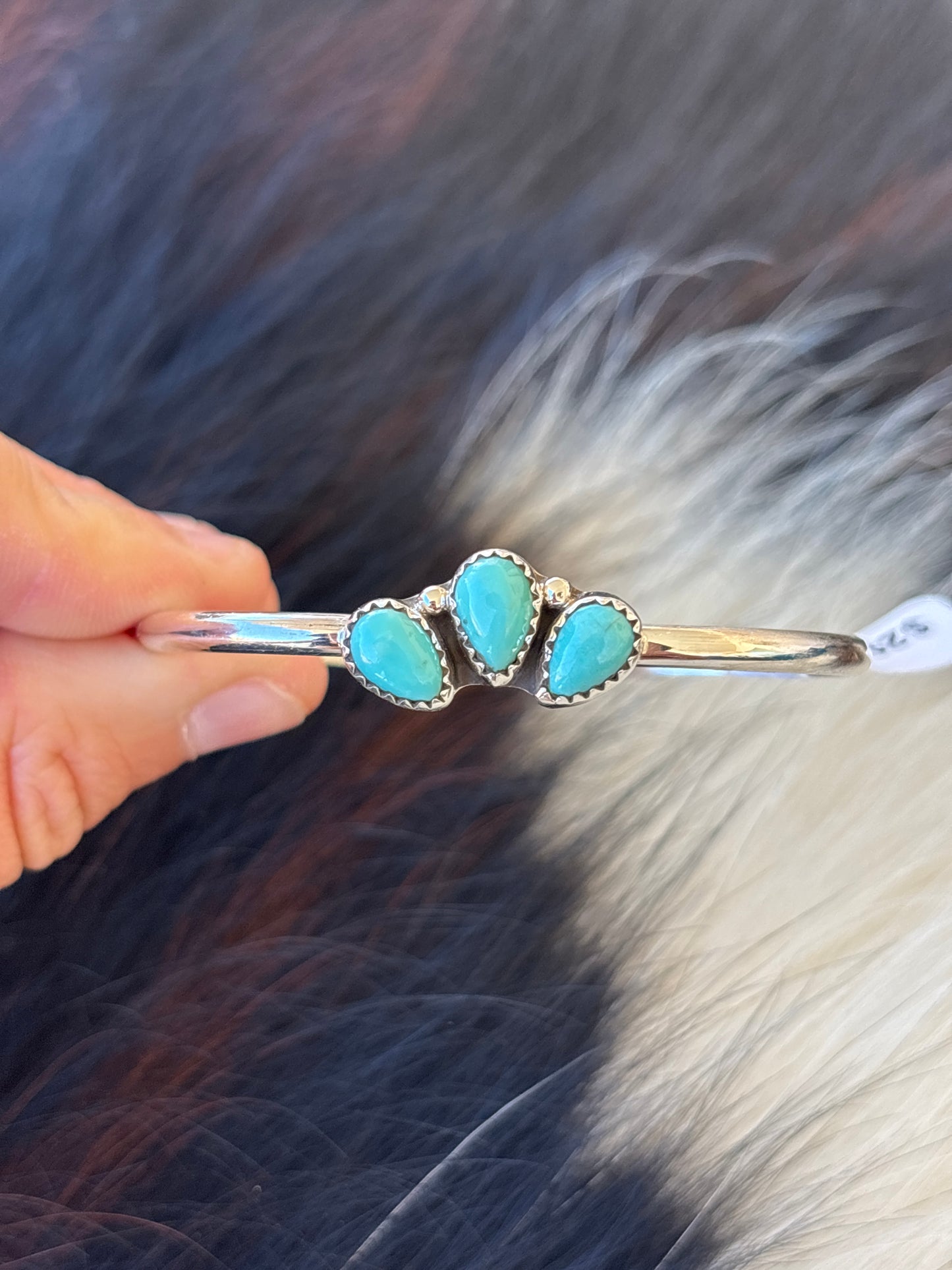 Native American, Handmade, Turquoise & Sterling Silver Cuff