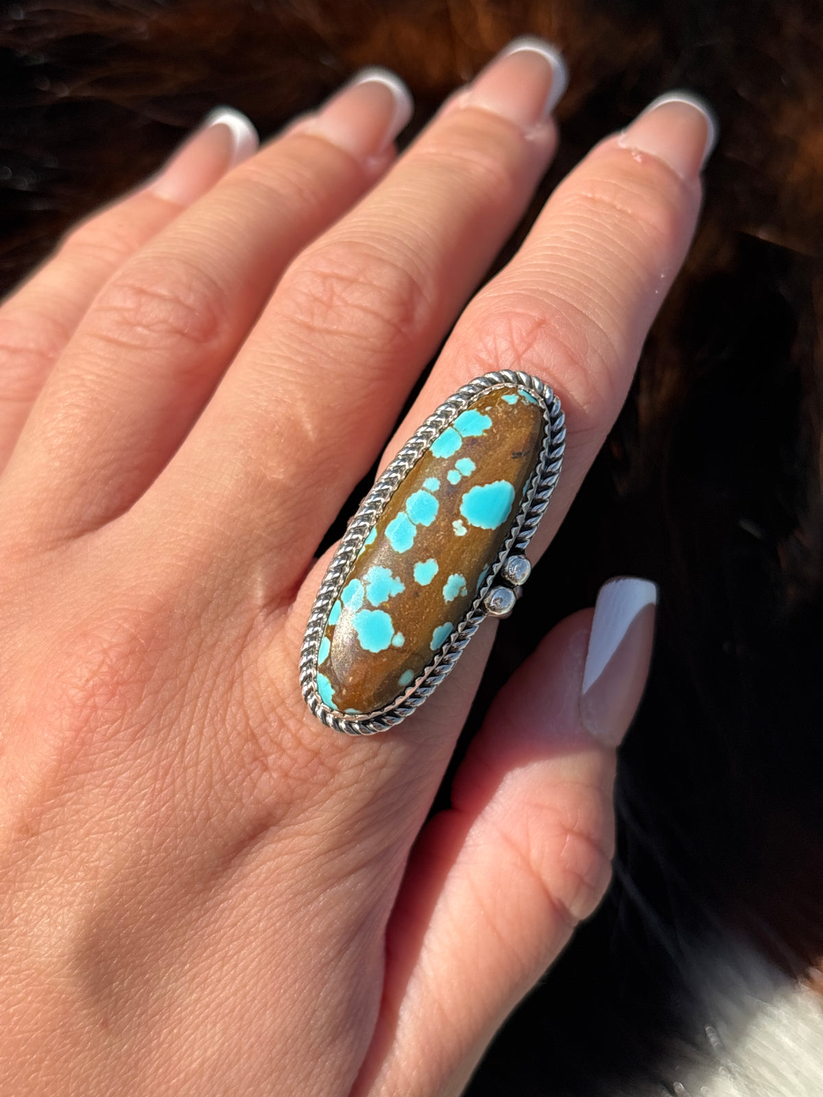 Native American, Hand-Made, #8 Turquoise & Sterling Silver Ring