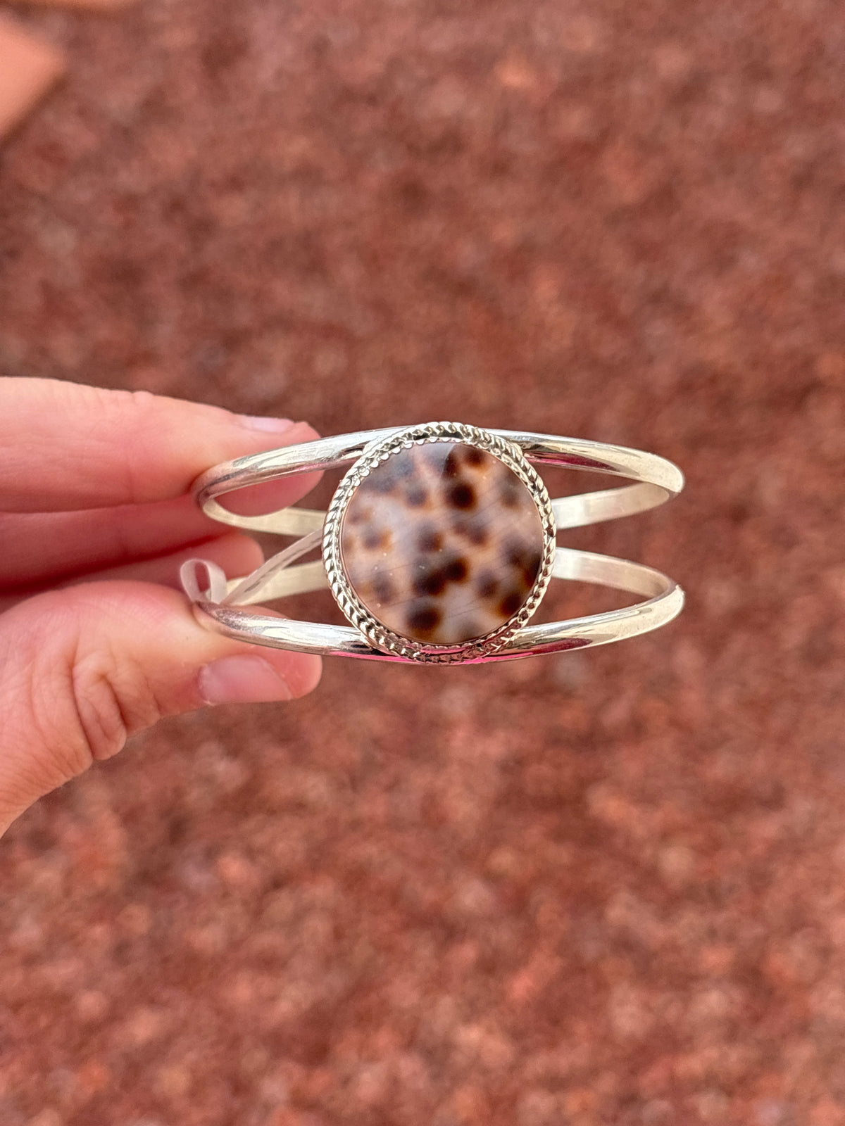 Native American, Handmade, Cowrie & Sterling Silver Cuff