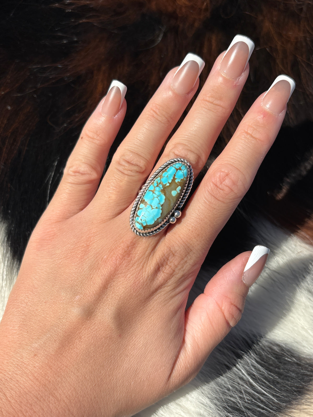 Native American, Hand-Made, #8 Turquoise & Sterling Silver Ring