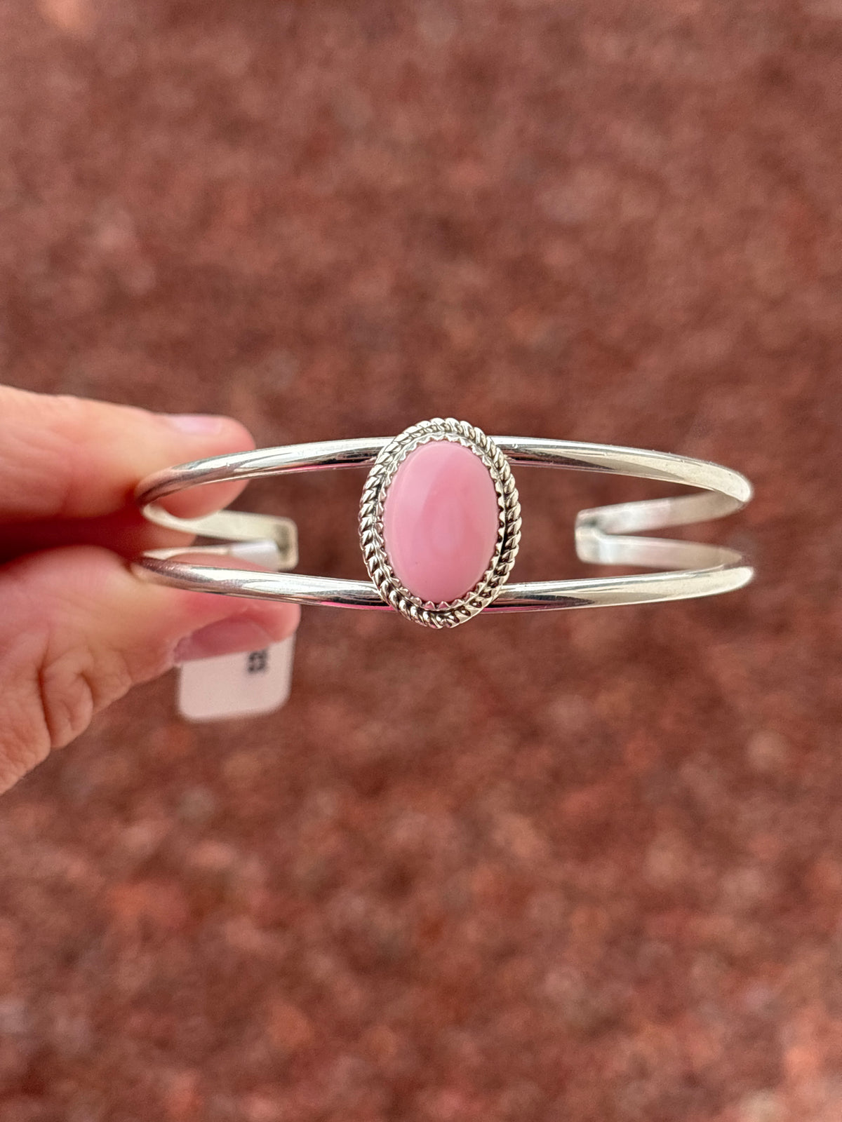 Native American, Handmade, Pink Conch & Sterling Silver Cuff
