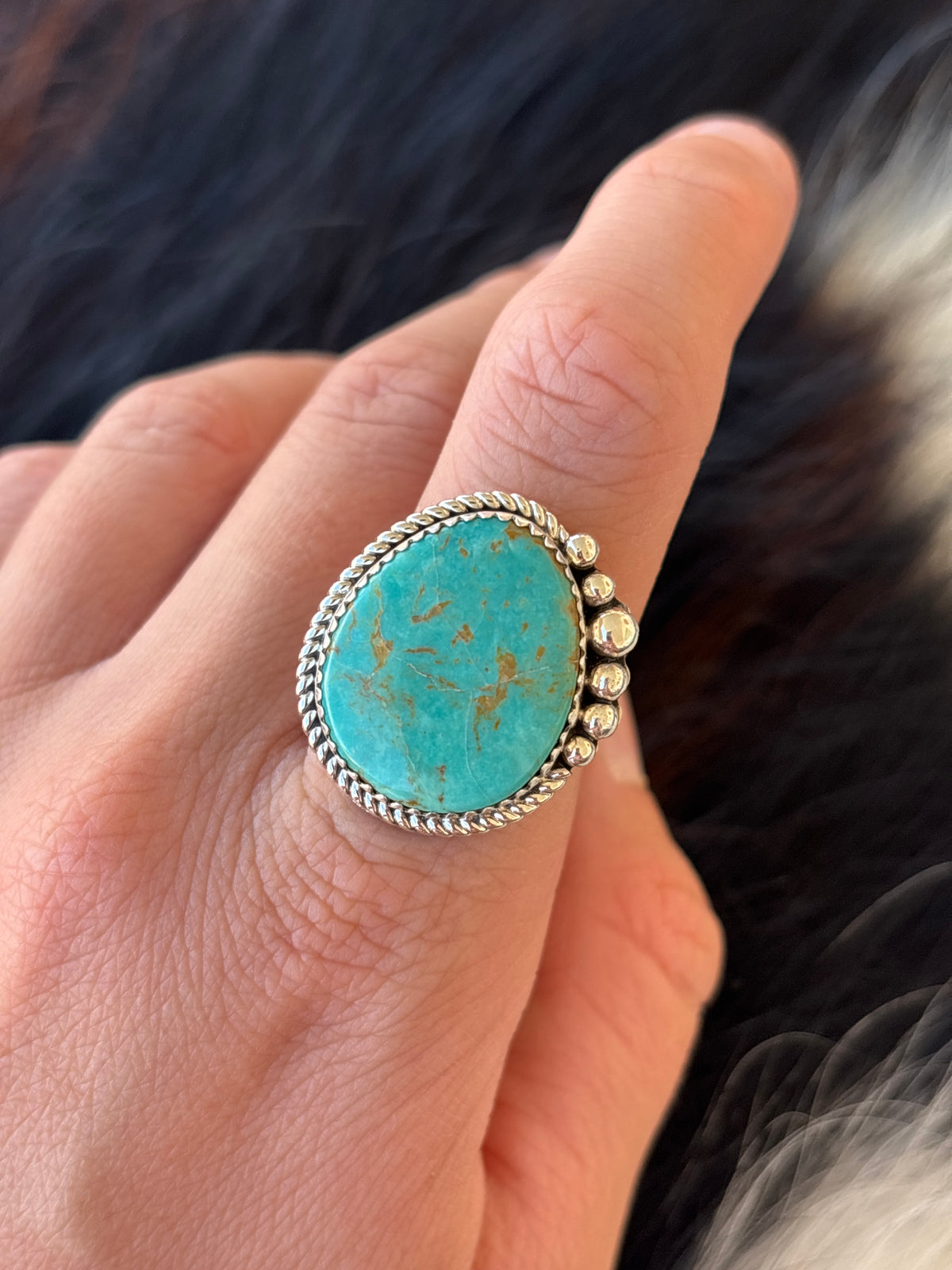 Native American, Hand-Made, Turquoise & Sterling Silver Ring