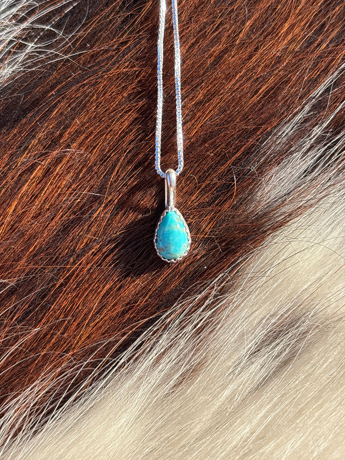 Native American, Hand-Made, Turquoise & Sterling Silver Necklace #7