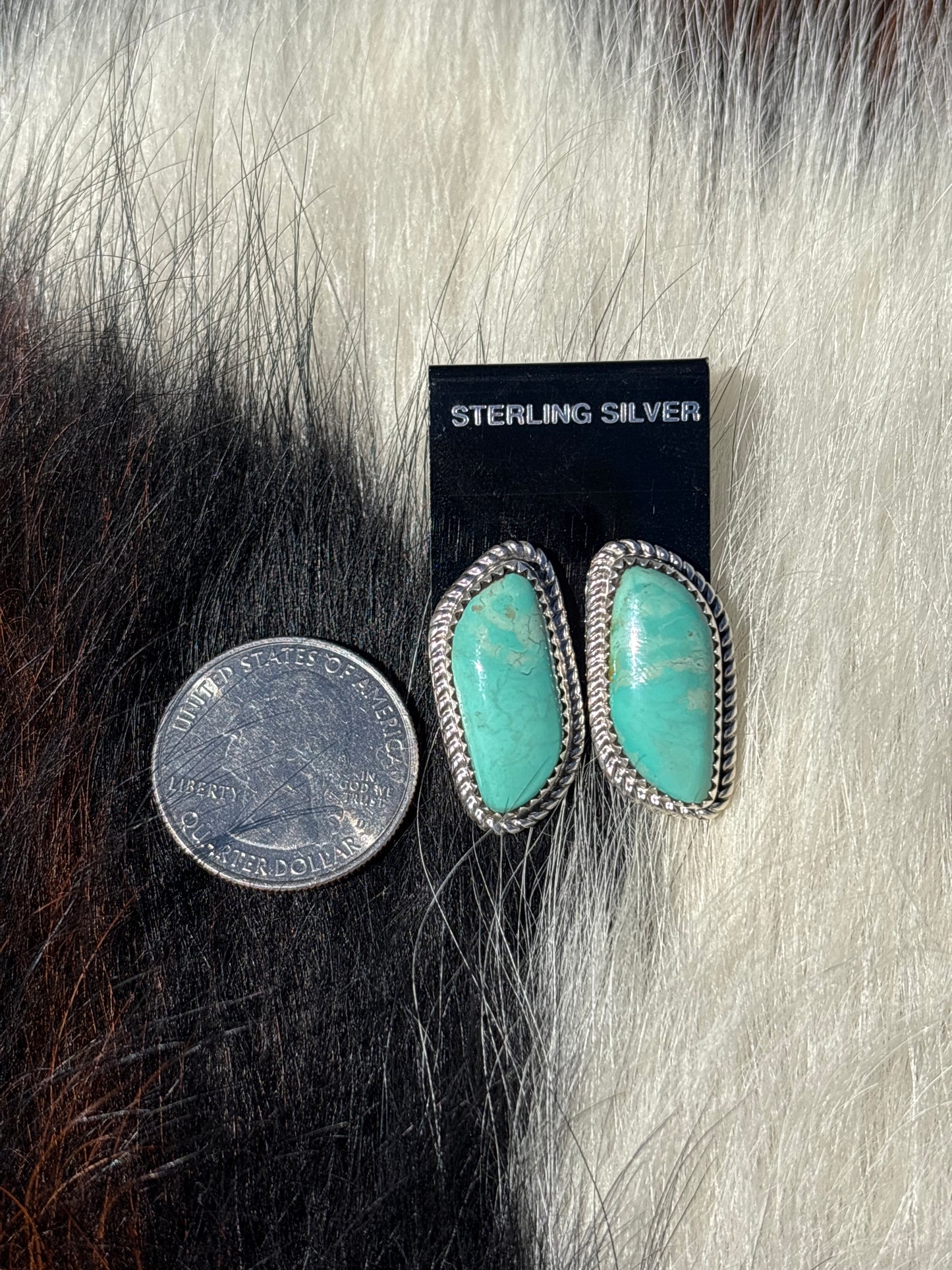 Native Made, Turquoise & Sterling Silver Earrings
