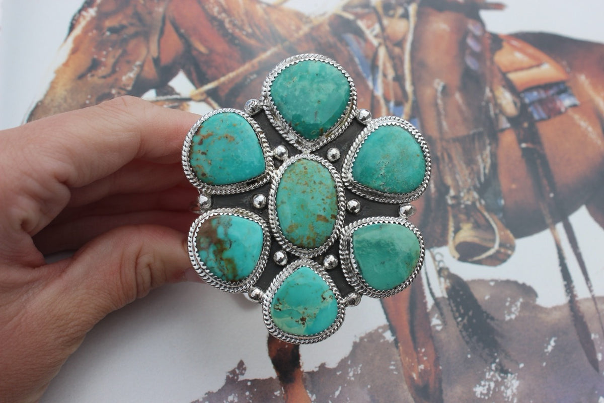 Native American, Handmade, Turquoise & Sterling Silver Cuff