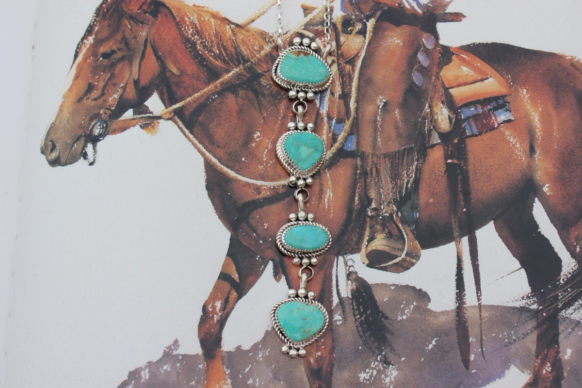 Native American, Hand-Made, Turquoise & Sterling Silver Necklace