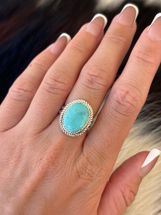 Native American, Hand-Made, Turquoise & Sterling Silver Ring