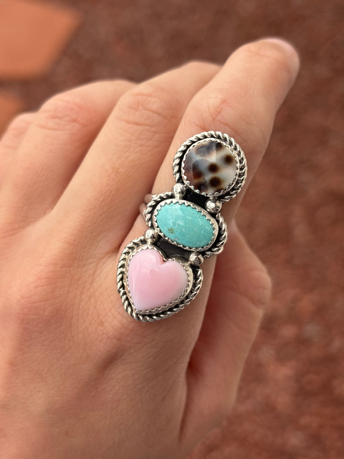 The Twisted Signature | Native American Handmade Multi-Stone & Sterling Silver Ring