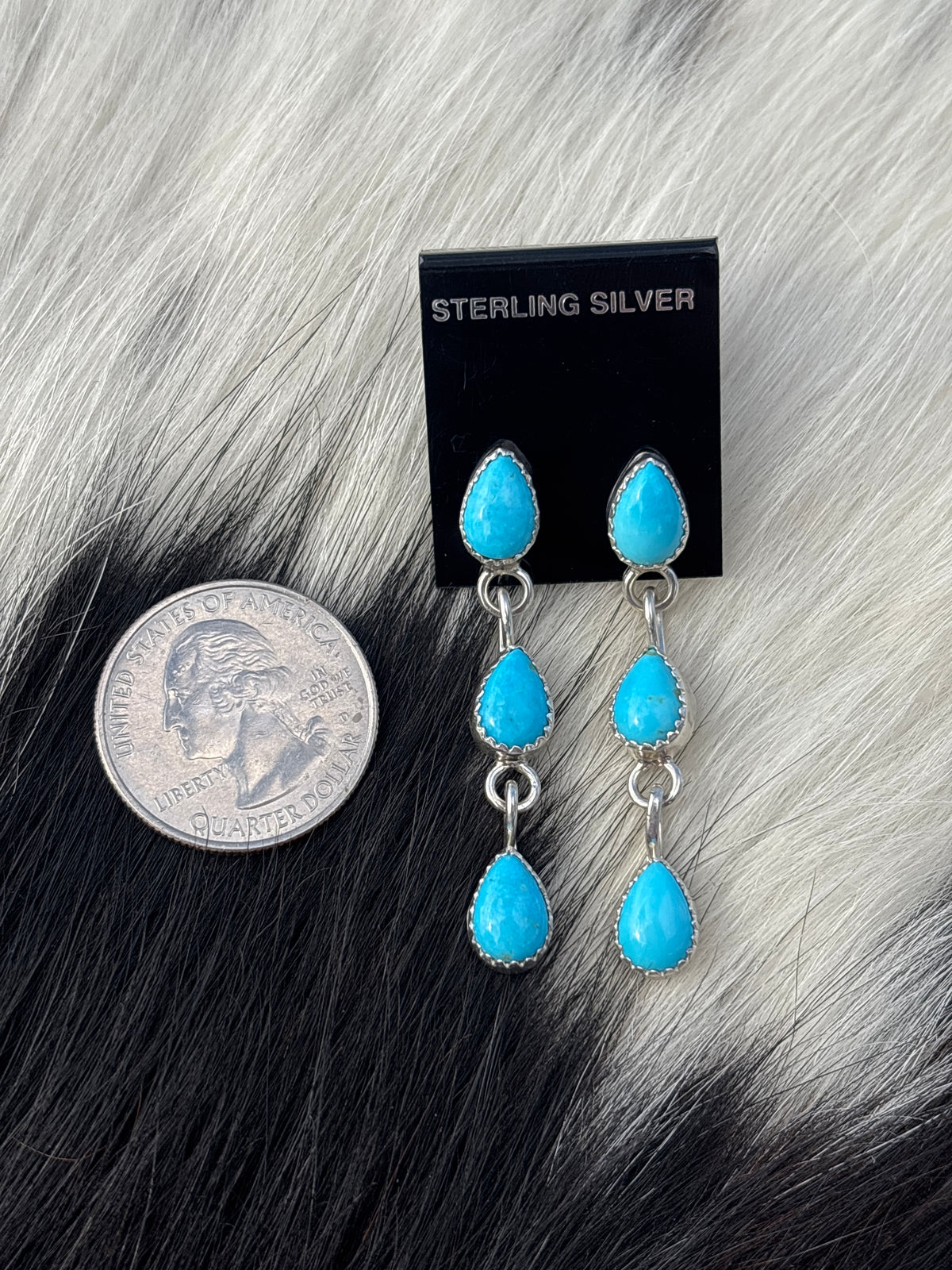 Native Made, Turquoise & Sterling Silver Earrings