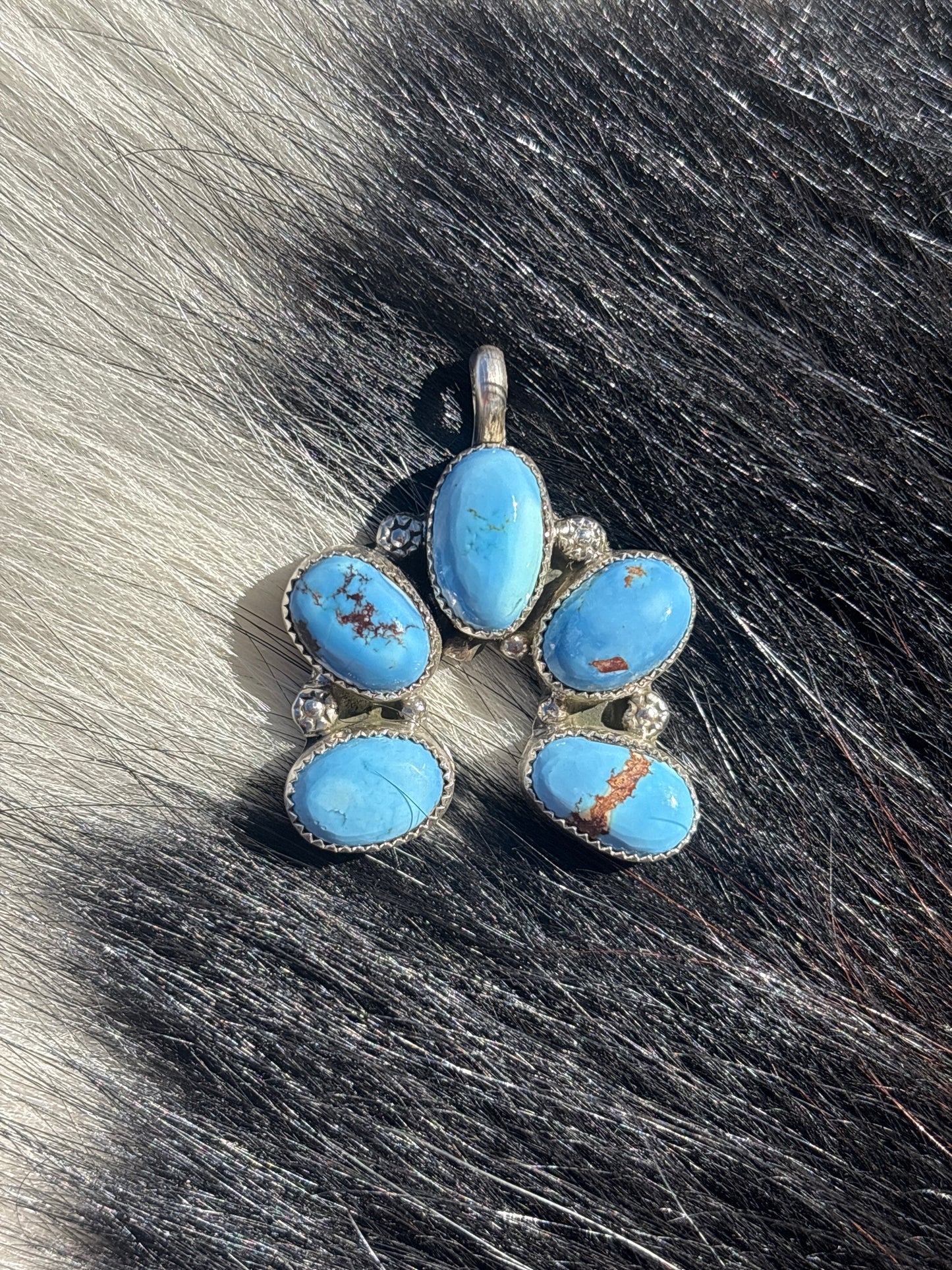 Native American, Hand-Made, Golden Hills Turquoise & Sterling Silver Naja Pendant