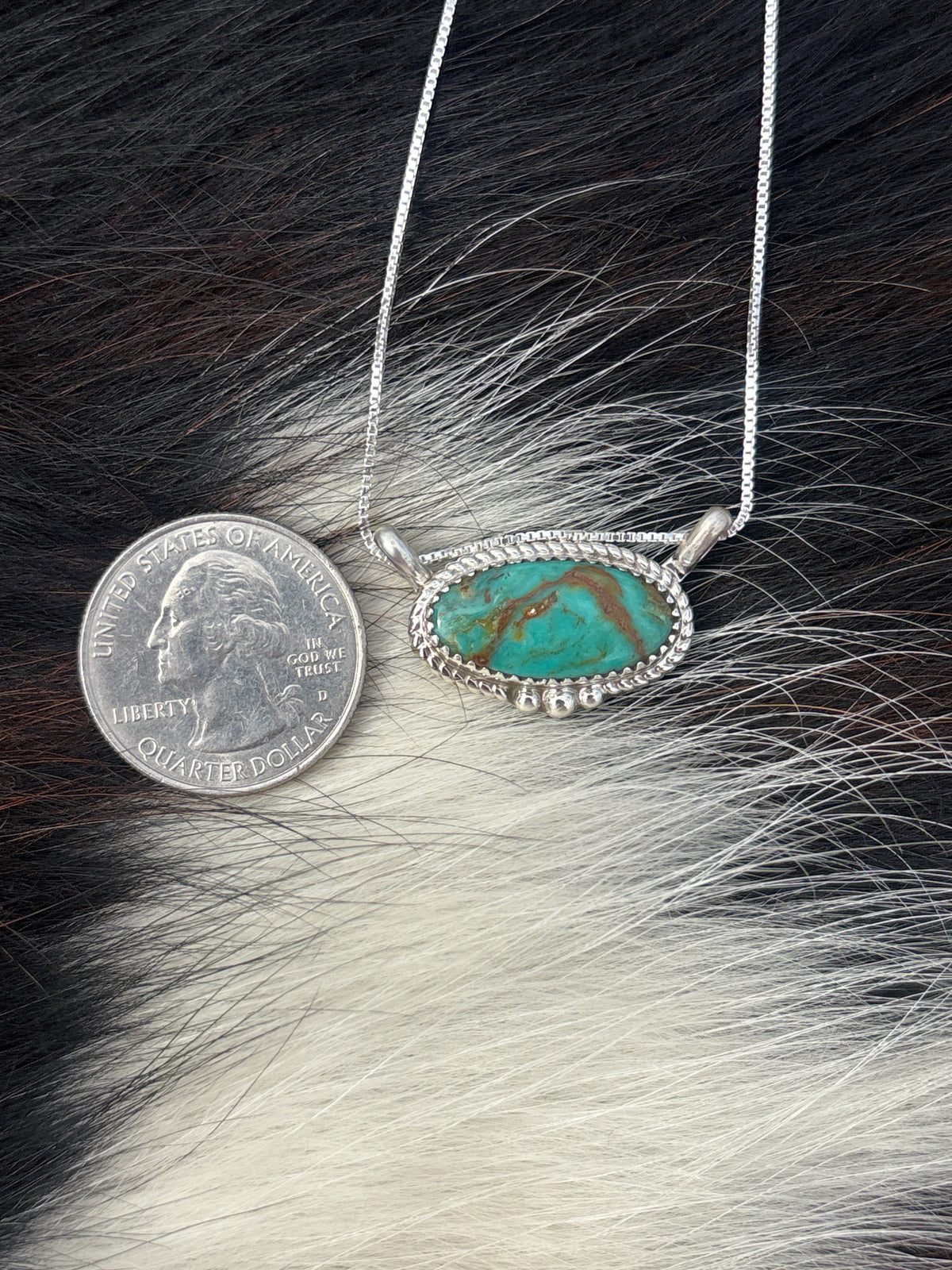 Native American, Hand-Made, Turquoise & Sterling Silver Necklace