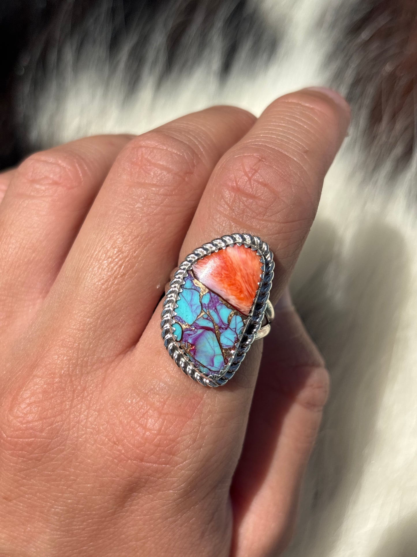 Native American, Hand-Made, Mojave & Sterling Silver Ring