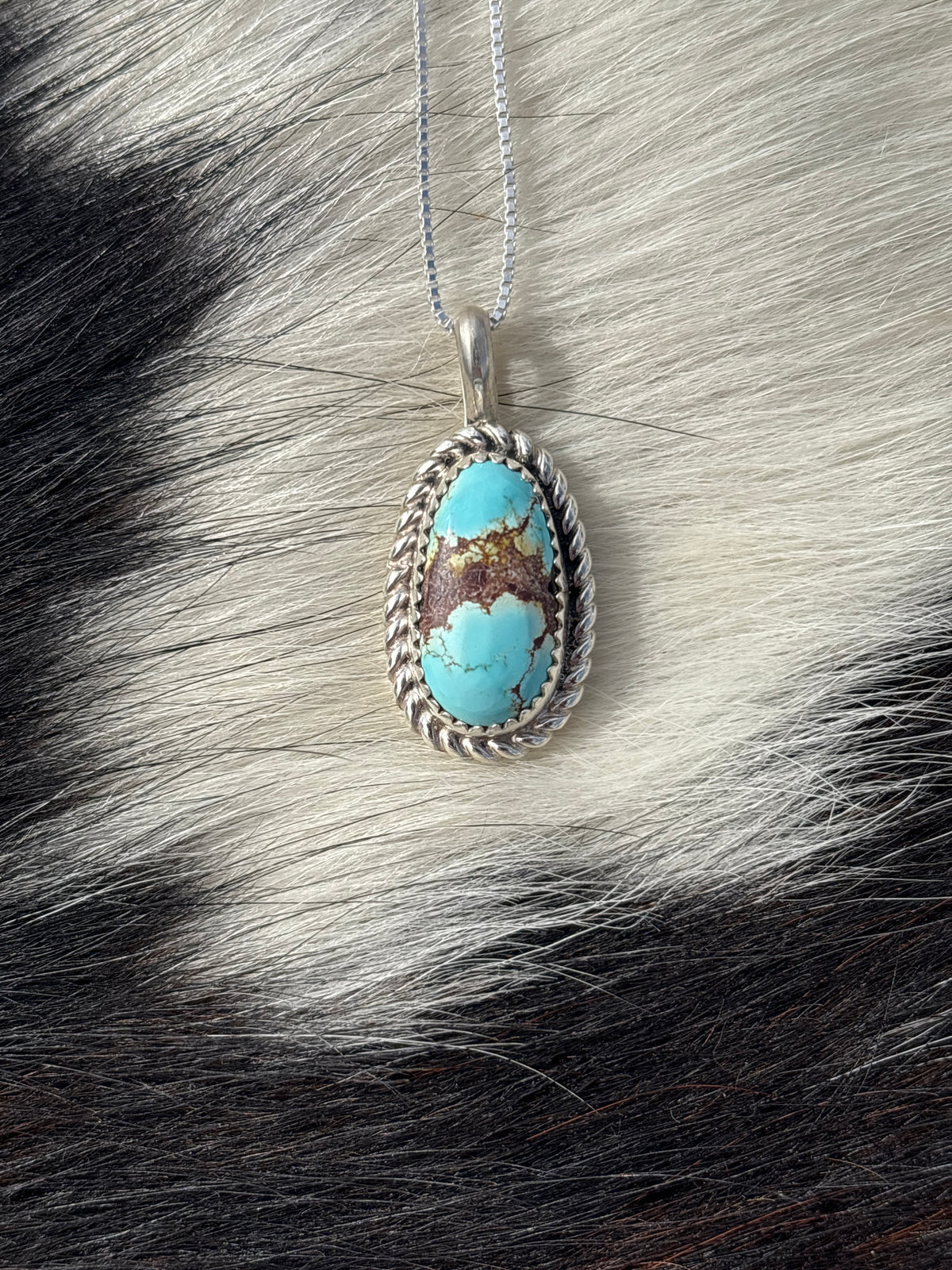 Native American, Hand-Made, Golden Hills Turquoise & Sterling Silver Necklace