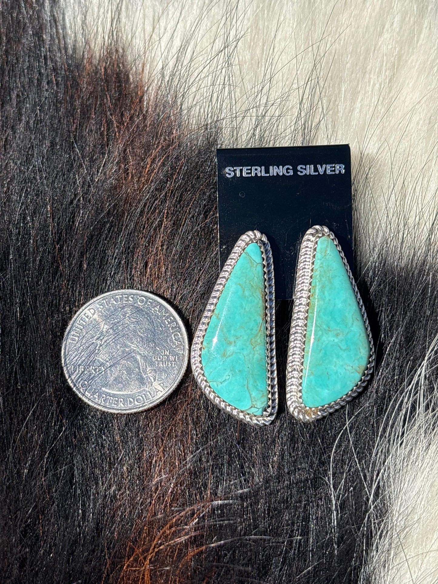 Native Made, Turquoise & Sterling Silver Earrings