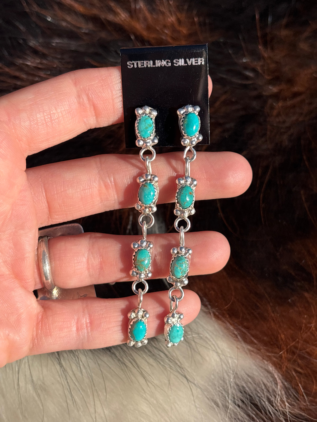 Native Made, Turquoise & Sterling Silver Earrings