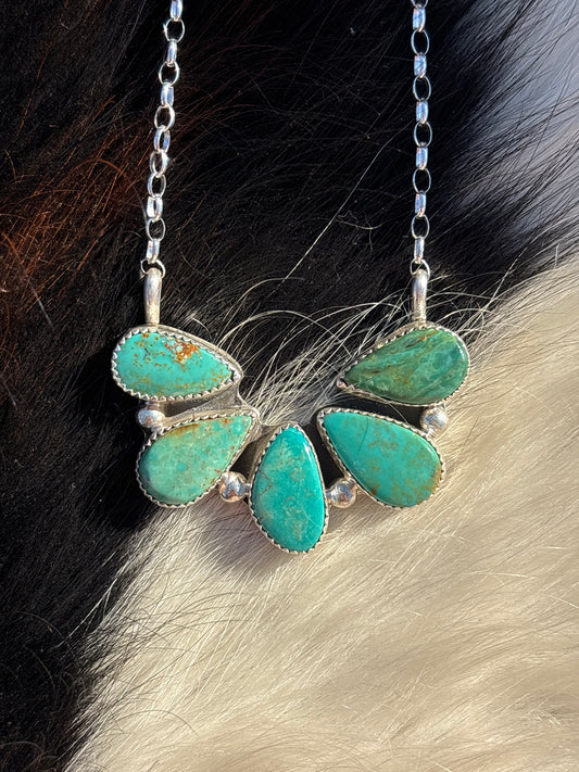 Native American, Hand-Made, Turquoise & Sterling Silver Necklace