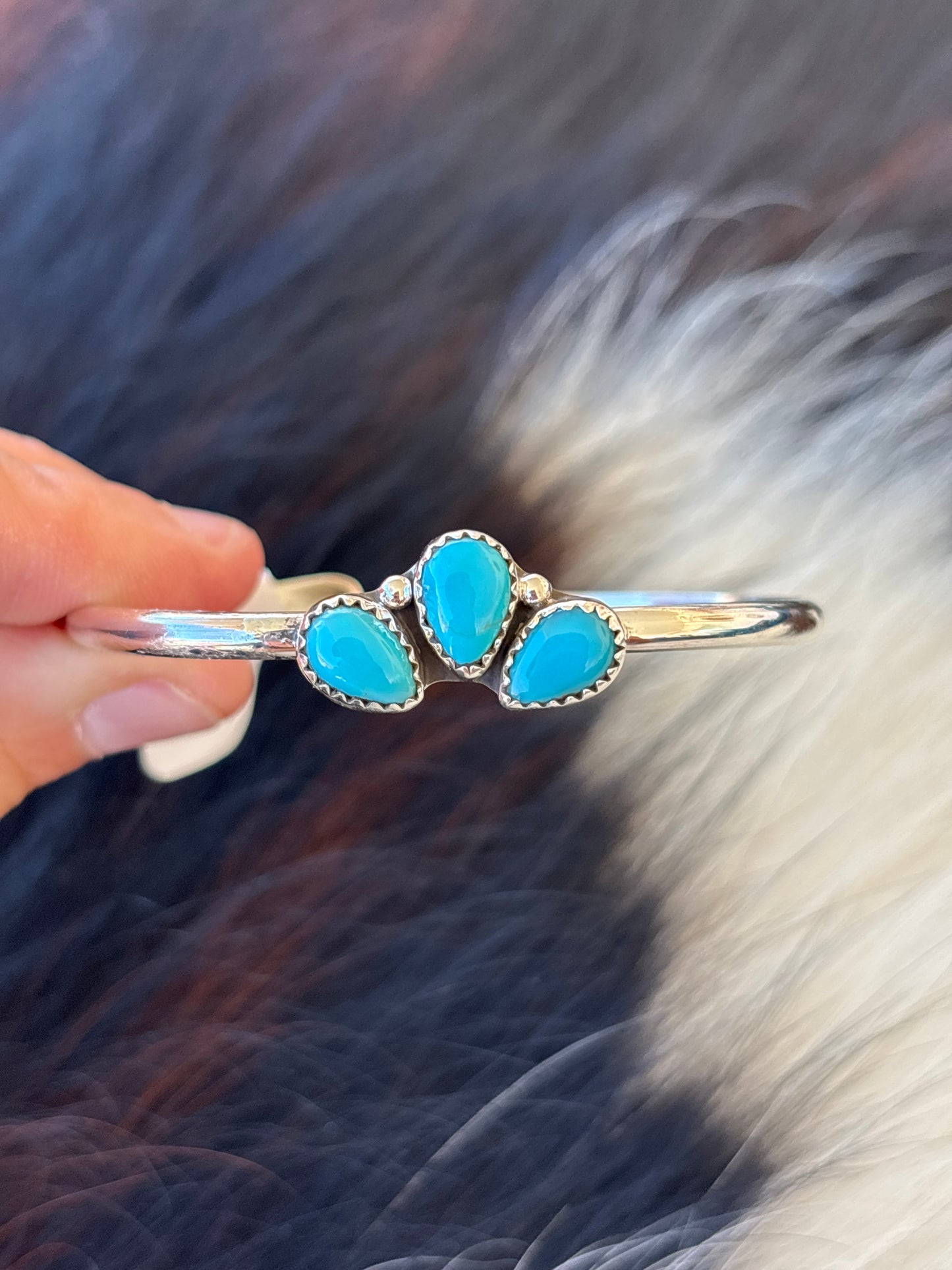 Native American, Handmade, Turquoise & Sterling Silver Cuff
