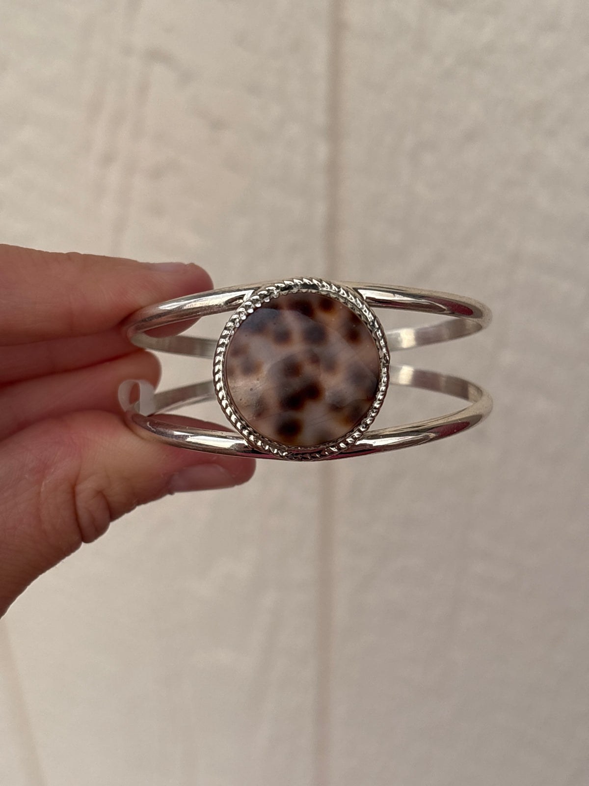 Native American, Handmade, Cowrie & Sterling Silver Cuff