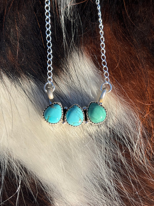 Native American, Hand-Made, Turquoise & Sterling Silver Necklace