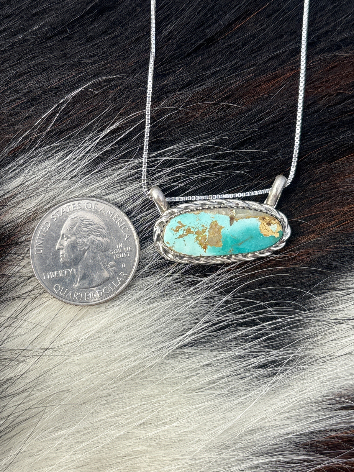 Native American, Hand-Made, Turquoise & Sterling Silver Necklace